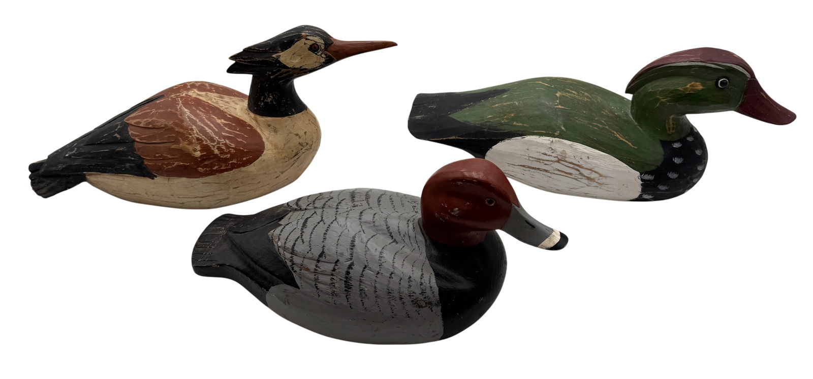 Lot of 3 Vintage Wooden Decoy Ducks Including A Signed Eider Duck (1 of 3)