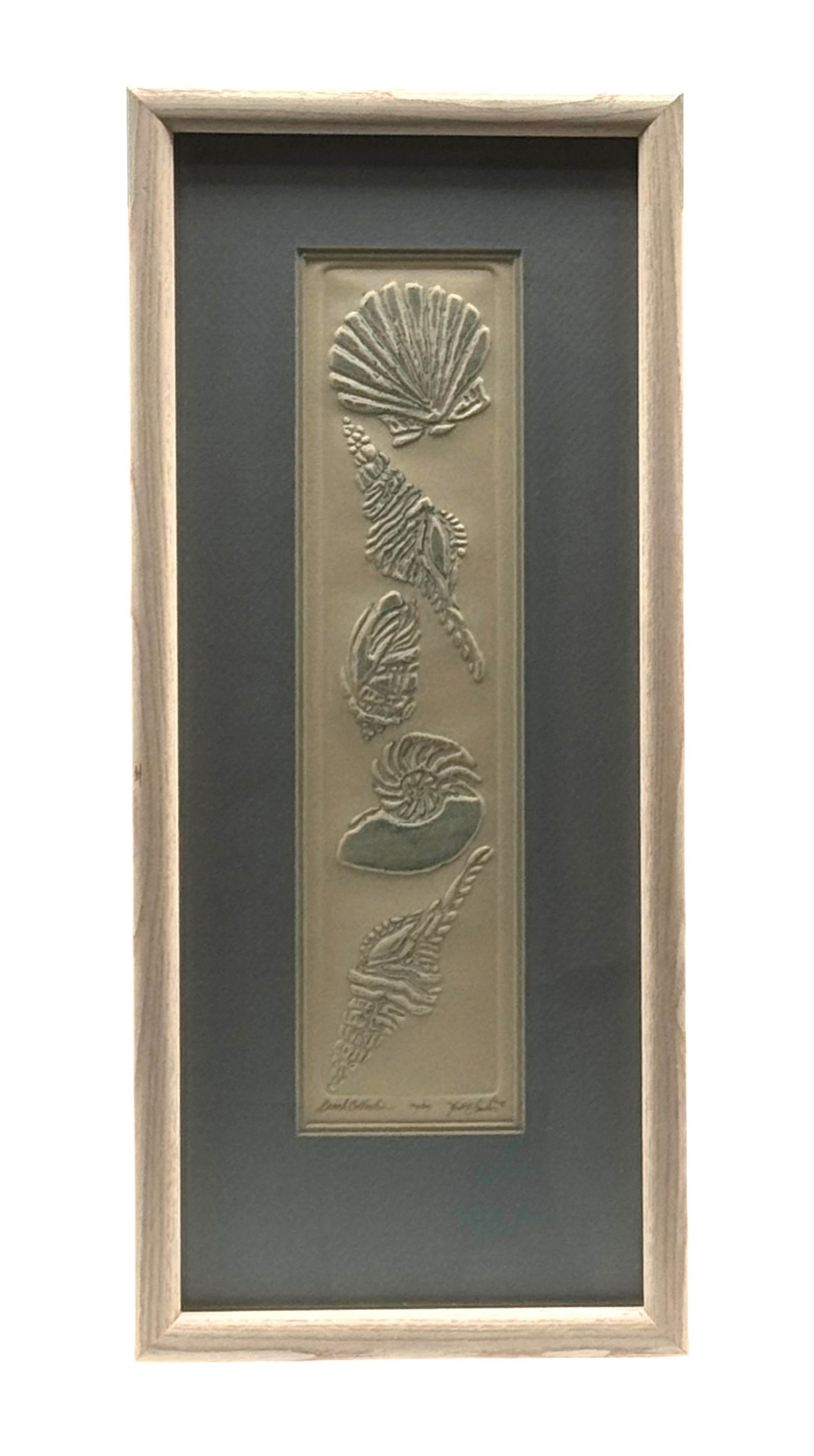 Vintage Embossed Lithograph "Beach Collection" by Nora Fischer Signed and Numbered: Vintage Embossed Lithograph "Beach Collection" by Nora Fischer Signed and Numbered 70/299. Frame dimension 21" x 9" a/r