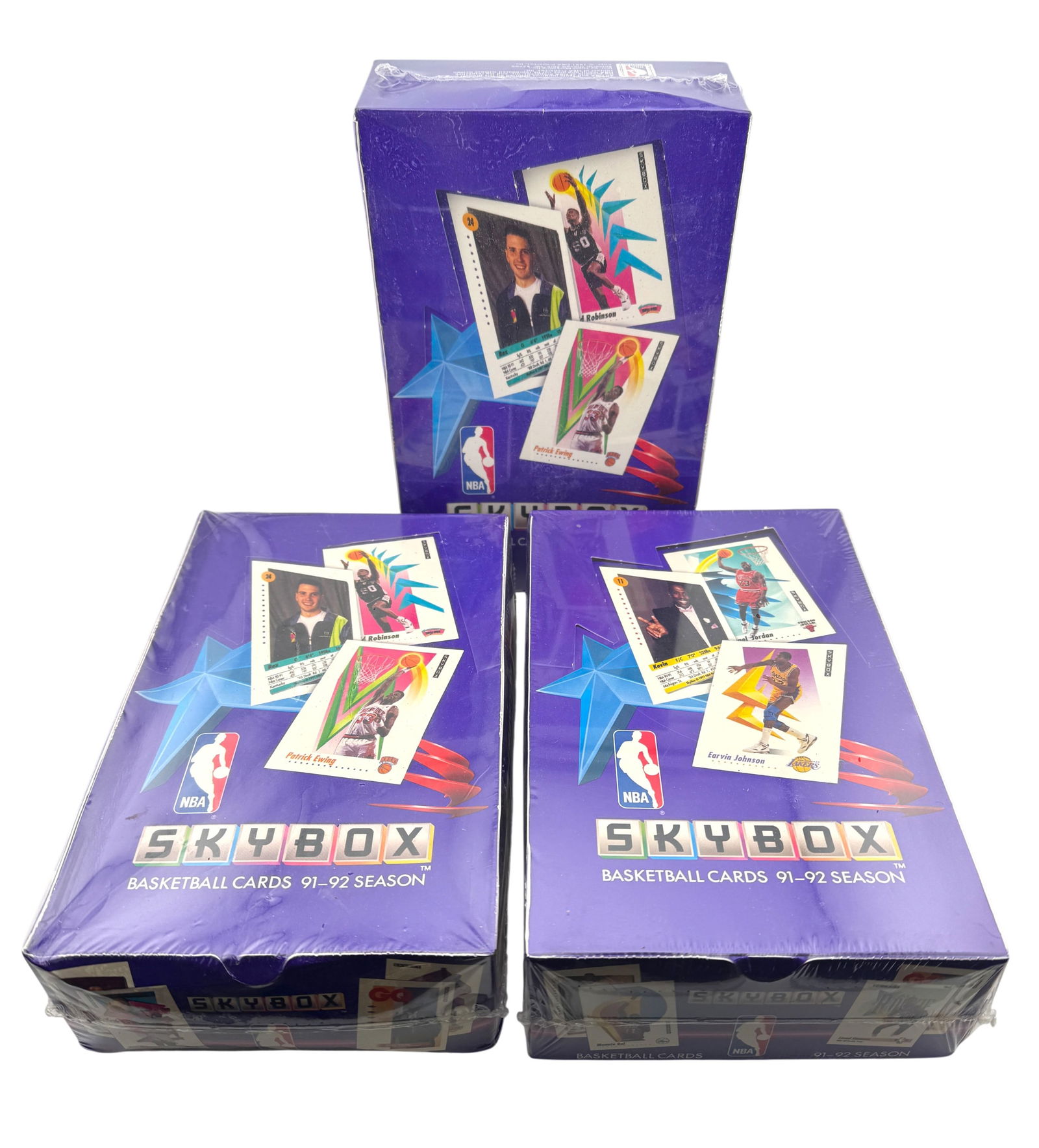 Three Factory Sealed 1991-1992 Skybox Series 1 Basketball Hobby Box: Three Factory Sealed 1991-1992 Skybox Series 1 Basketball Hobby Box. Each Box contain 36 factory sealed card packs. Find iconic Jordan cards in box!