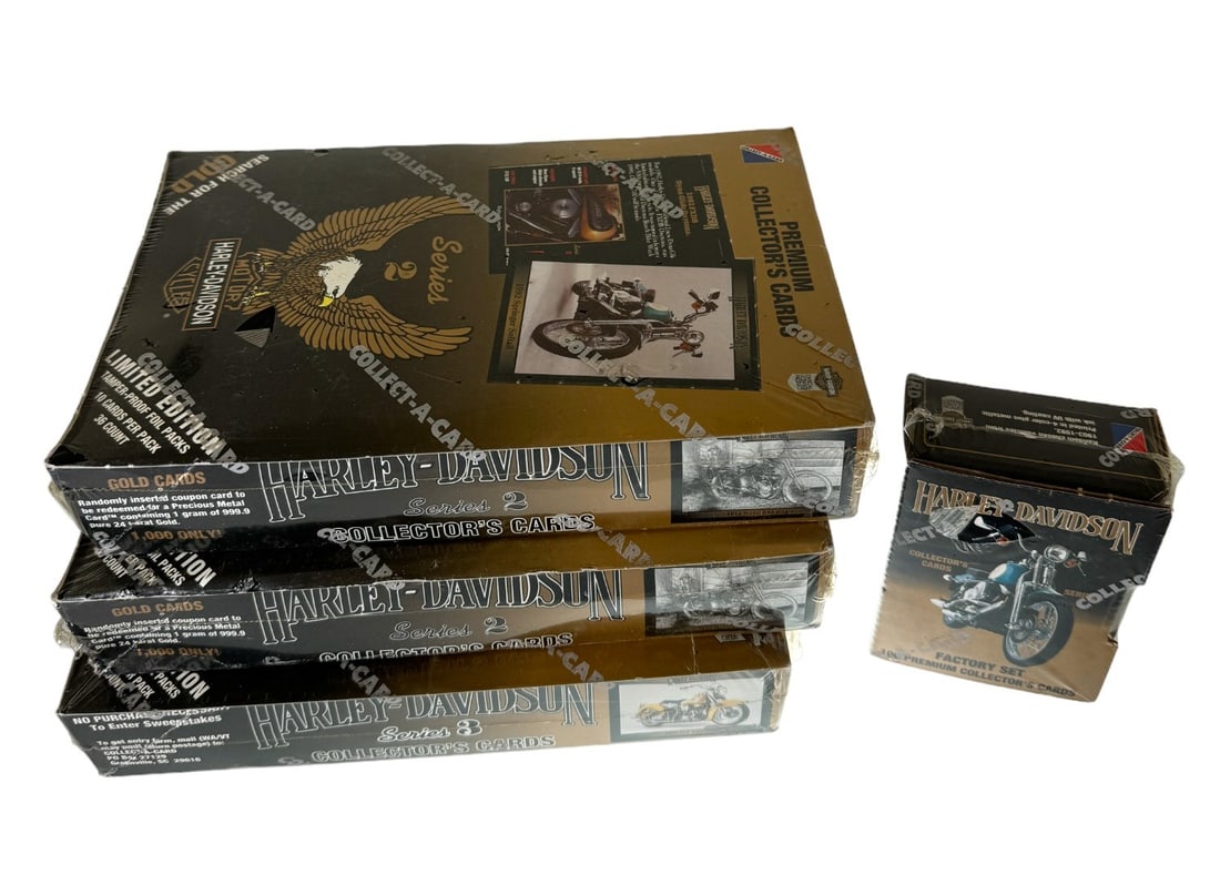 Lot of 4 Harley Davidson Premium Collectors Cards Factory Sealed Series 2 and Series 3 (1 of 2)