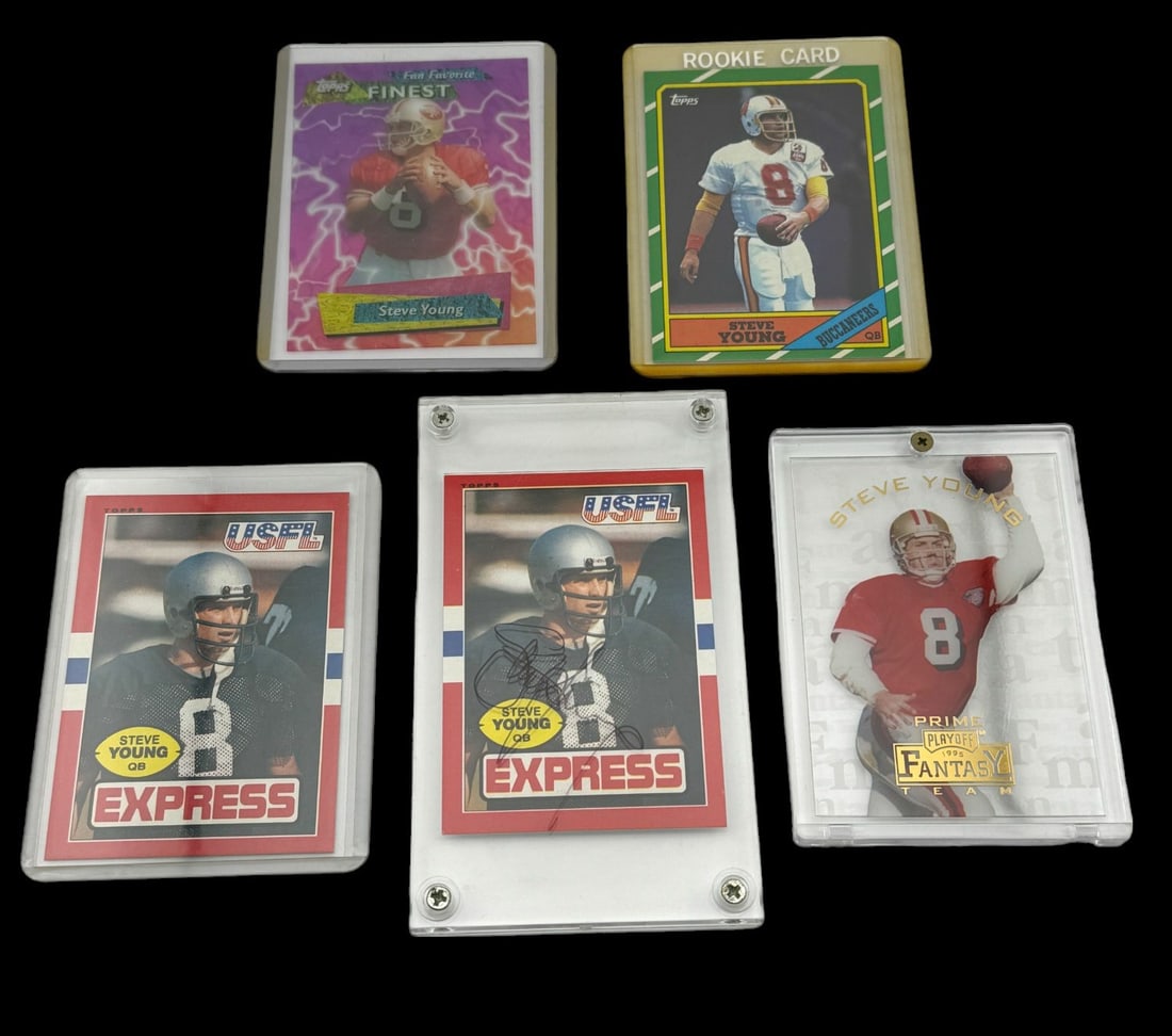 (Lot of 5) Steve Young Card including signature and RC Ungraded High Grade: (Lot of 5) Steve Young Card including signature and RC Ungraded High Grade