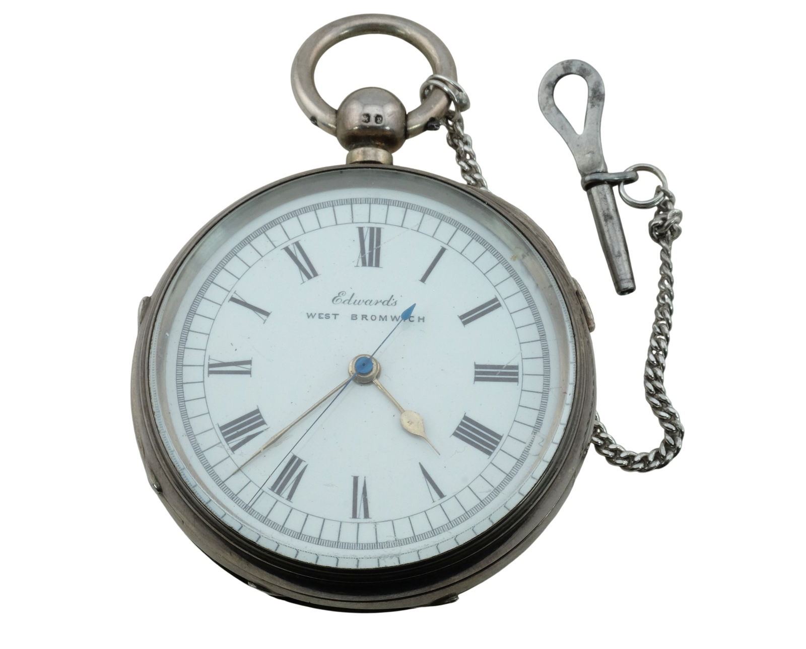 1890 Edwards West Bromwich Fusee Chronograph Silver Pocket Watch: 1890 Edwards West Bromwich Fusee Chronograph Silver Pocket Watch. j/m