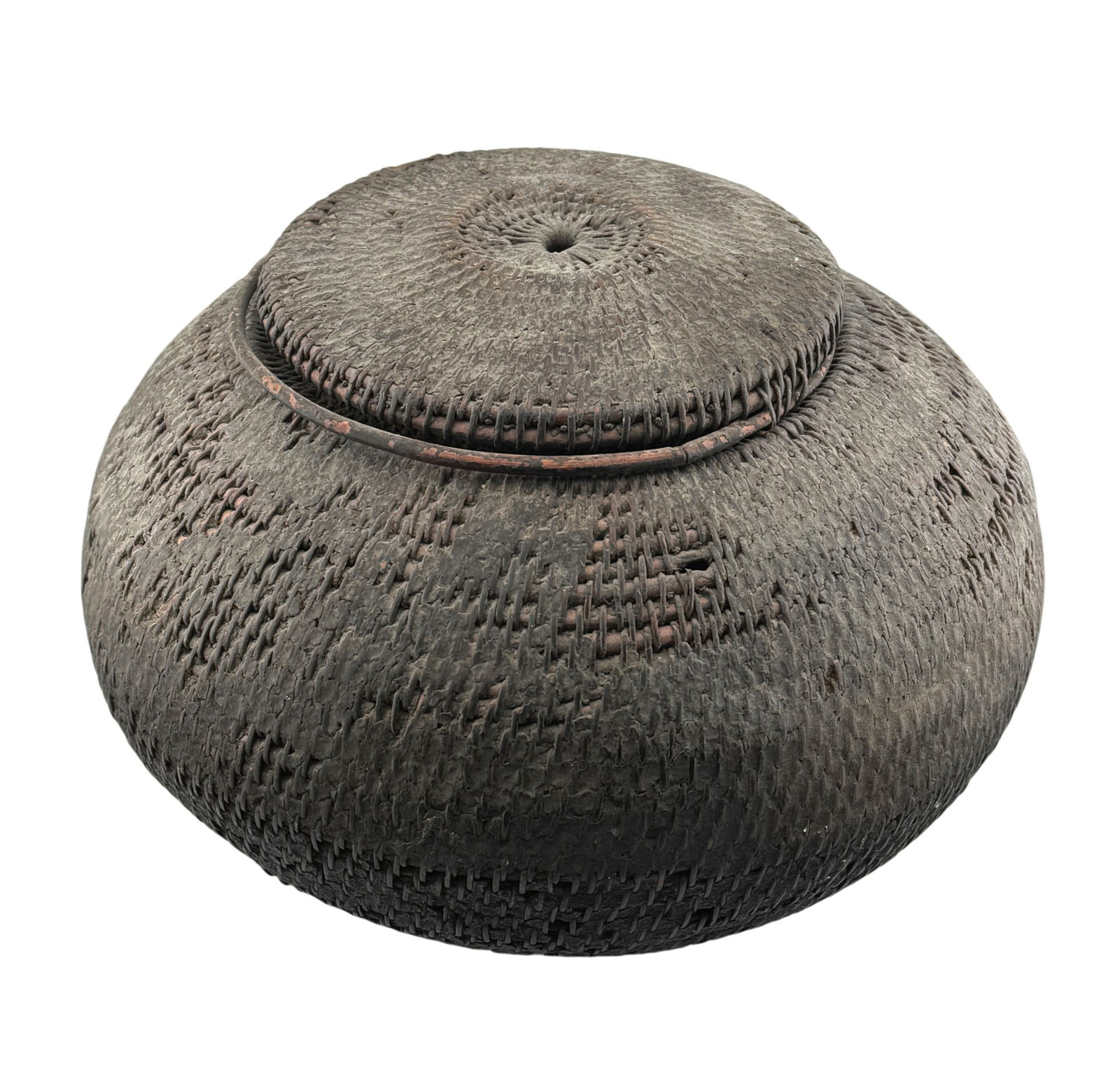 Antique Chinese Hand Woven Basket with Lid (1 of 4)