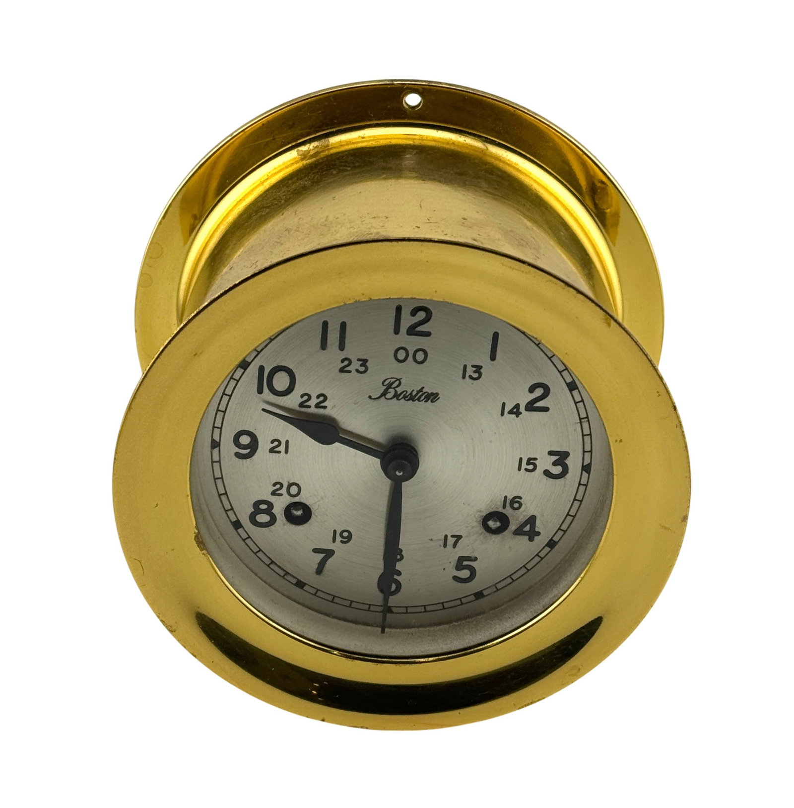 Vintage Brass Mechanical Boston Porthole Ship Clock (1 of 4)