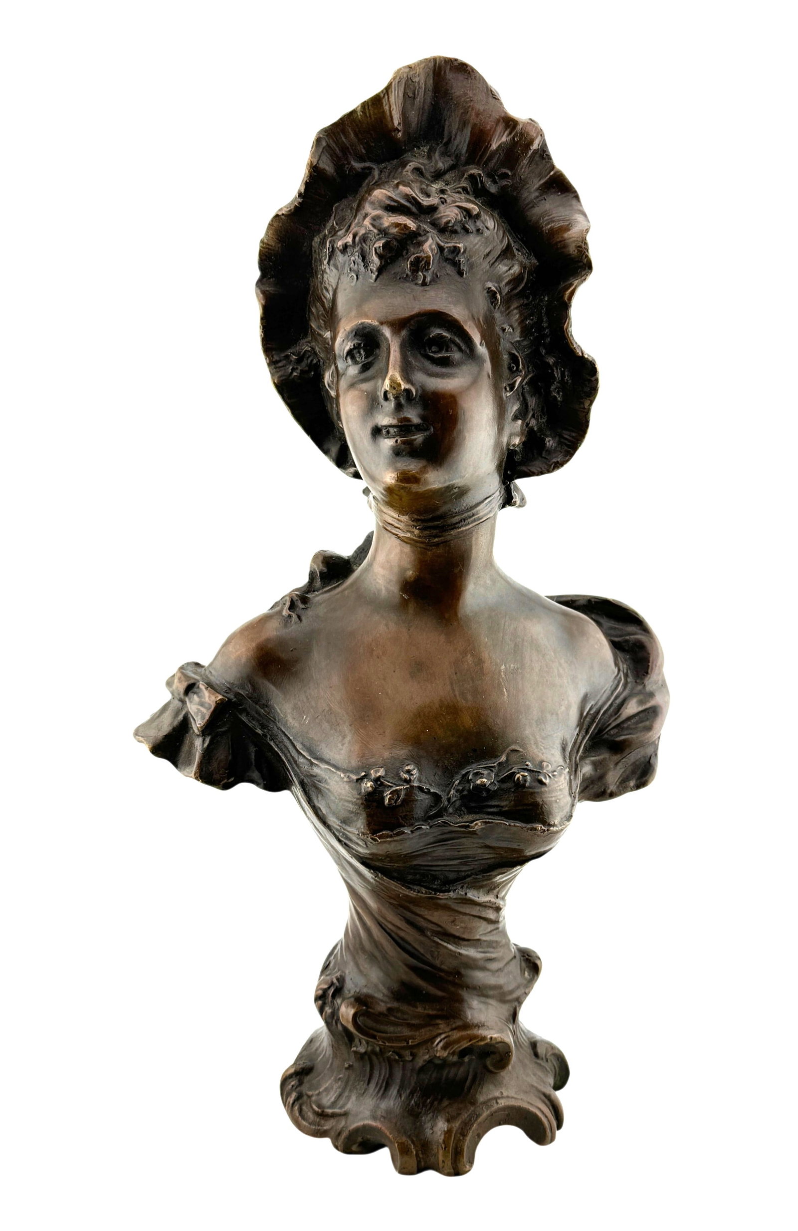 Bronze Sculpture "Woman with Hat" After Meslais c. Early 1900's (1 of 4)