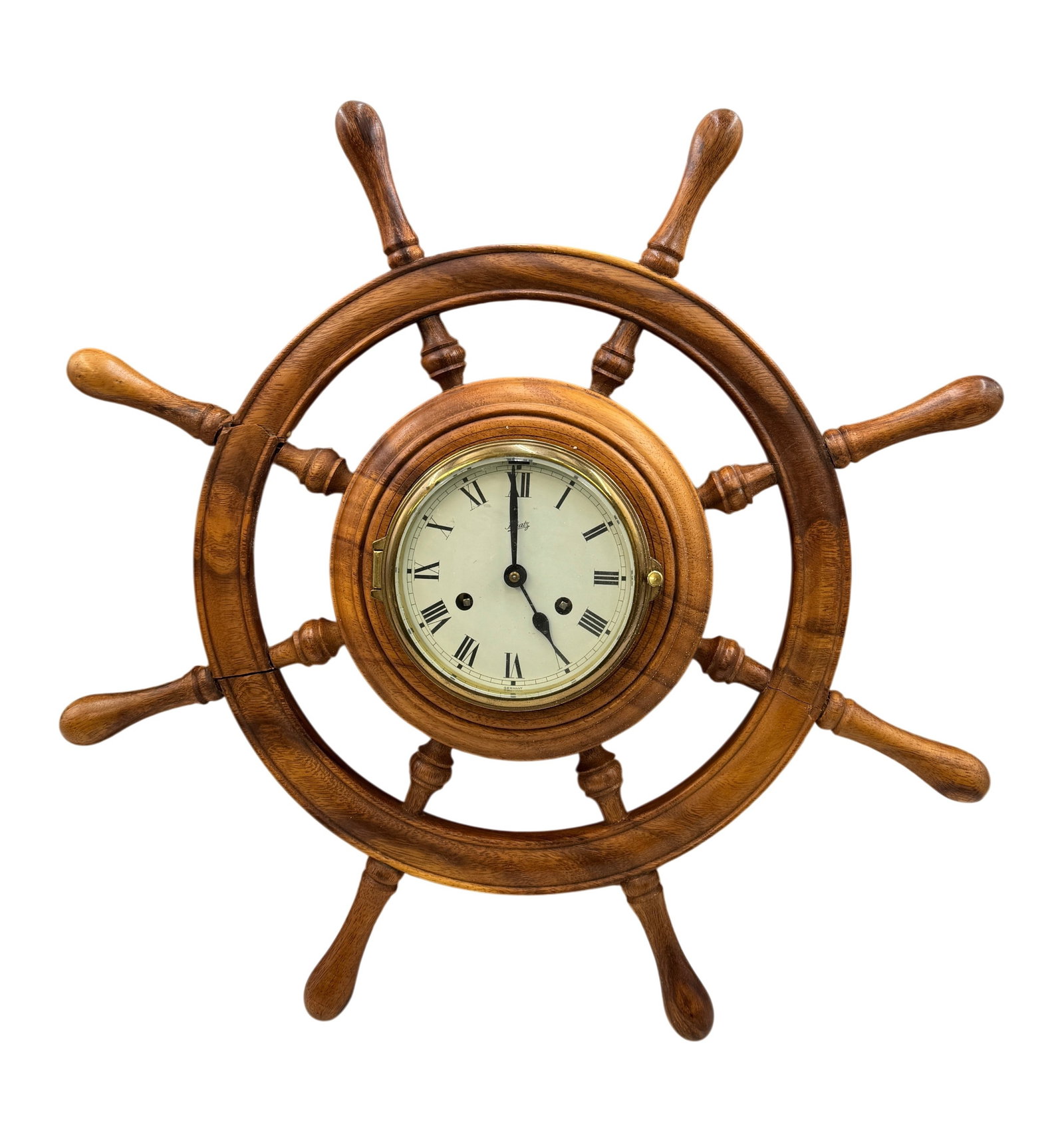 Vintage German Schatz Walnut Ship's Wheel Clock (1 of 6)