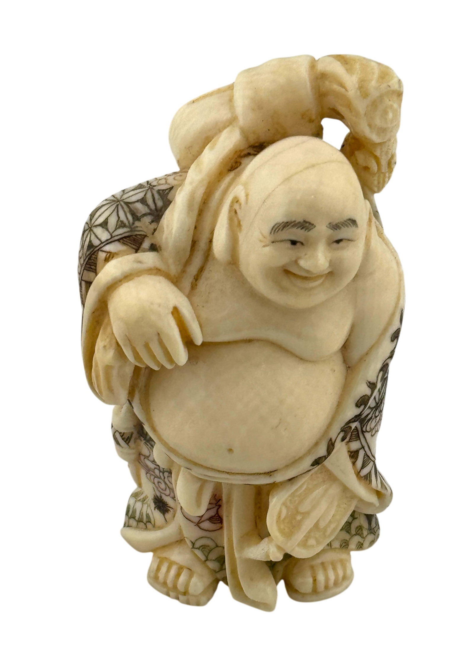 Antique Bone Hand Carved Chinese Buddha Sculpture Signed (1 of 4)