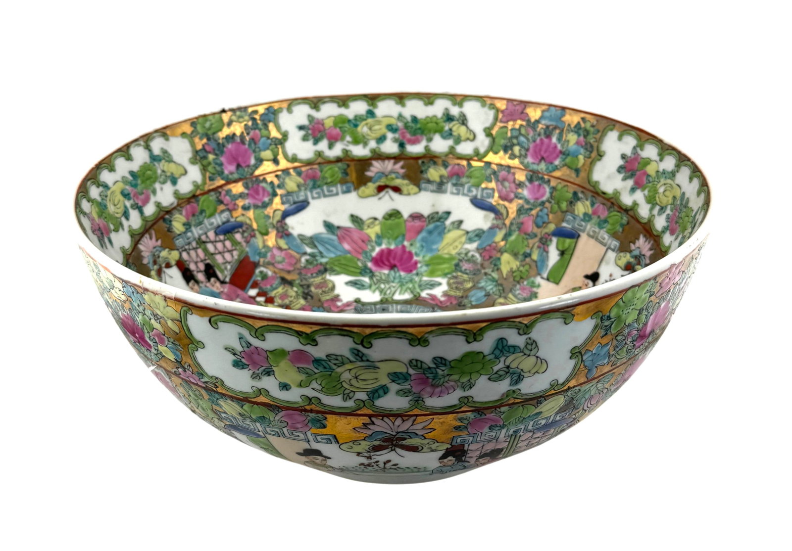 Large Chinese Rose Famille Punch Bowl (1 of 4)