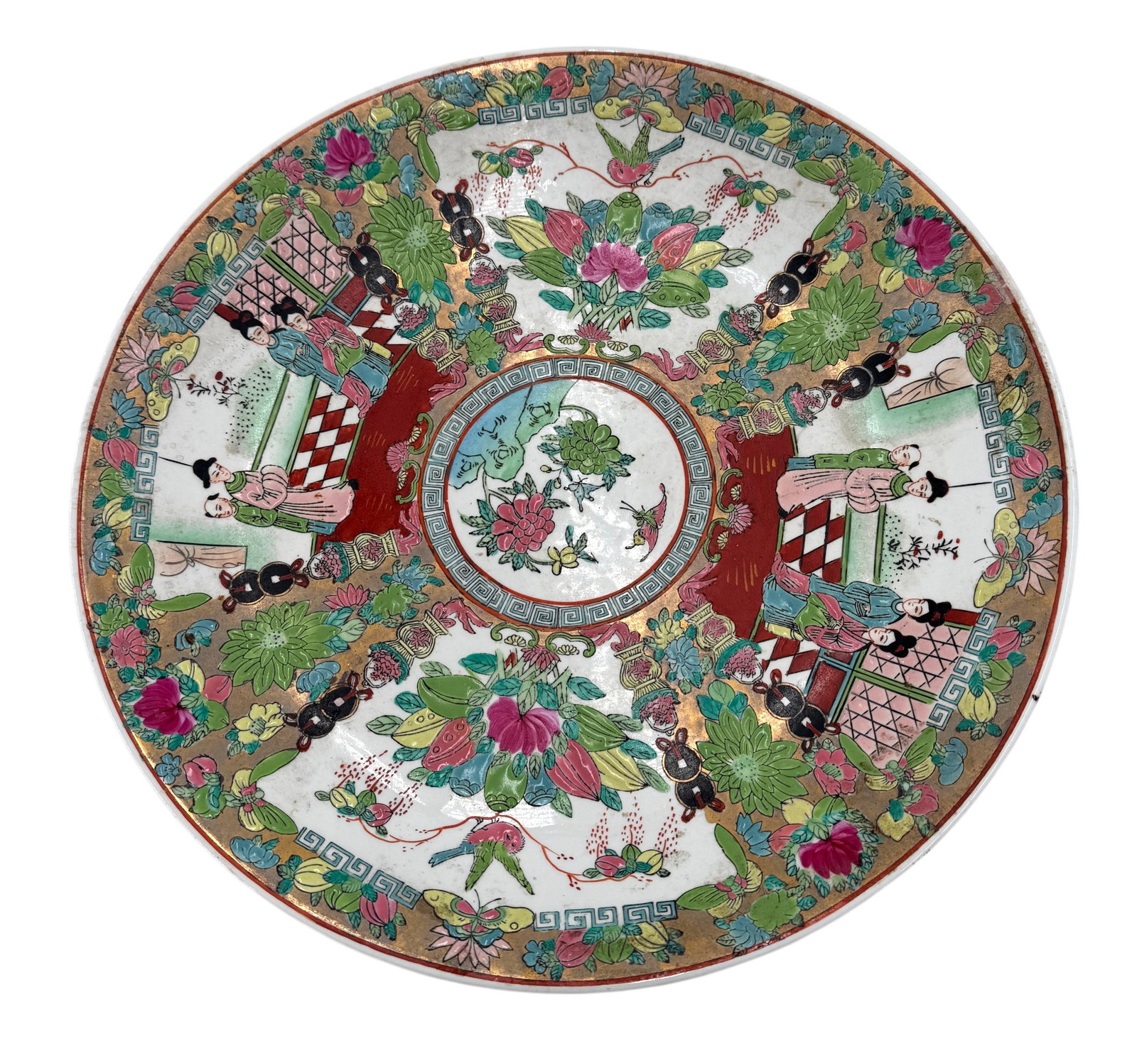 Large Chinese Rose Medallion Porcelain Plate (1 of 3)