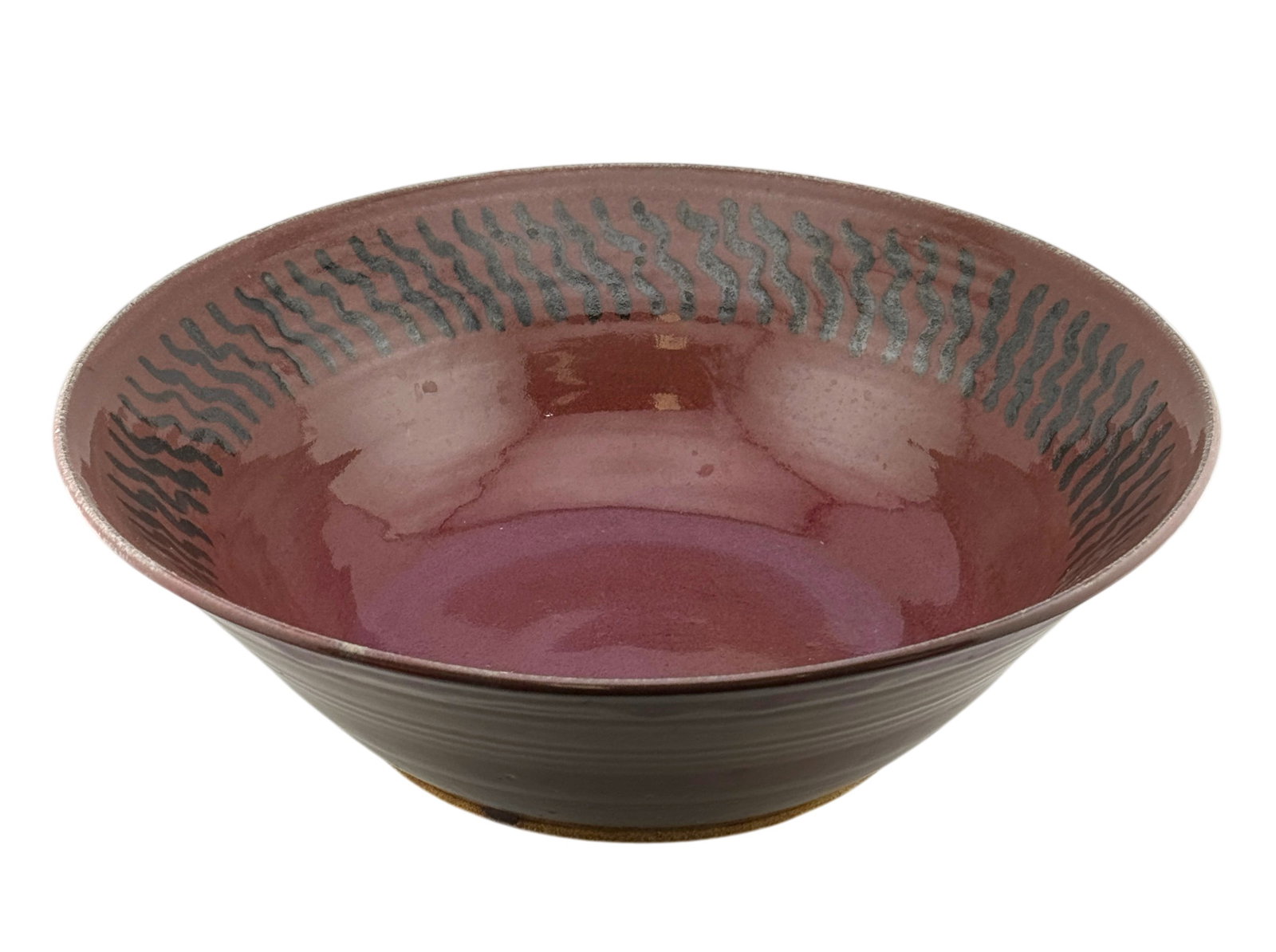 Studio Art Red Glaze Pottery Bowl Signed (1 of 4)