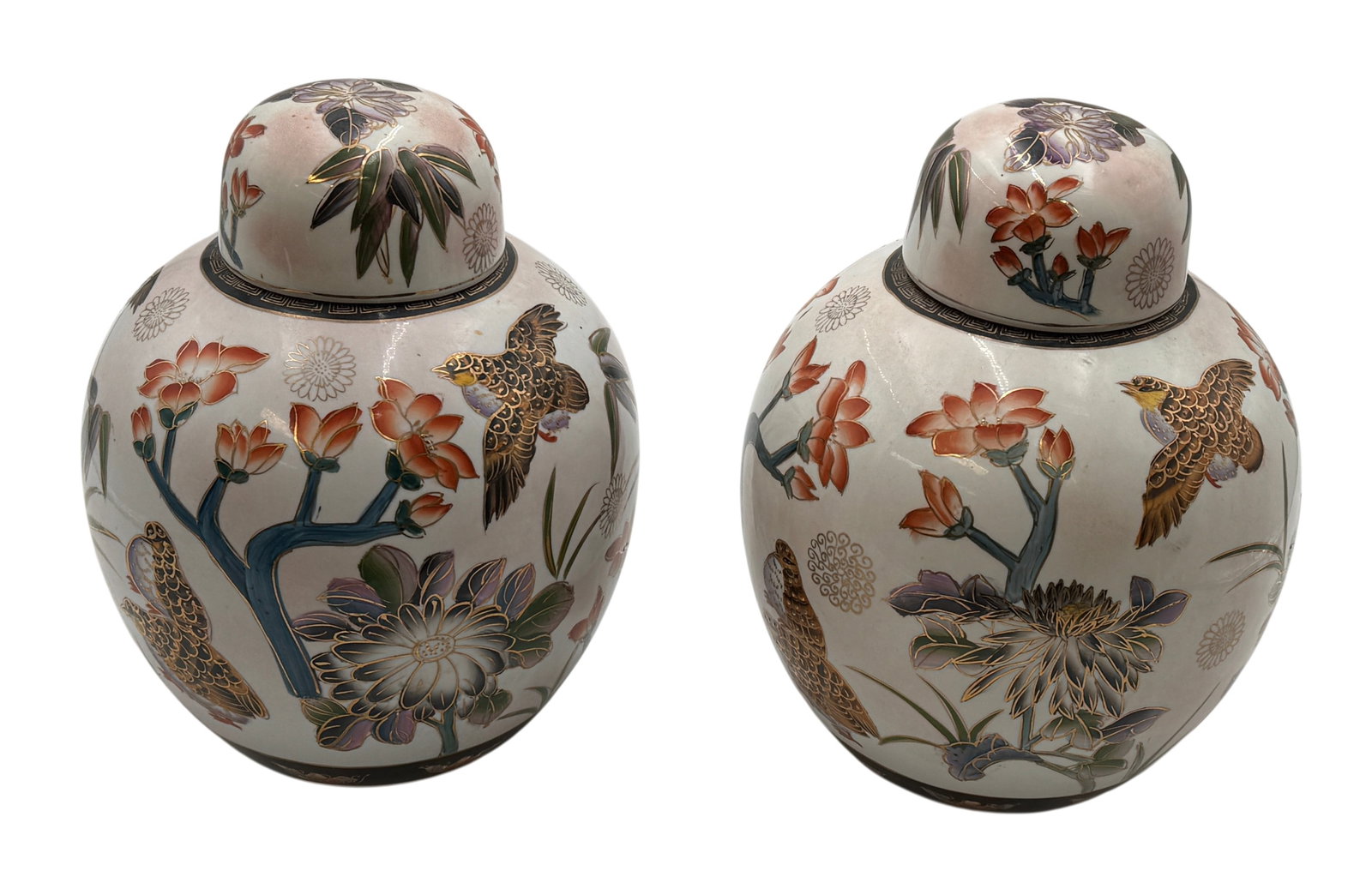 A Pair of Large Chinese Bird and Floral Motif Ginger Jar (1 of 3)