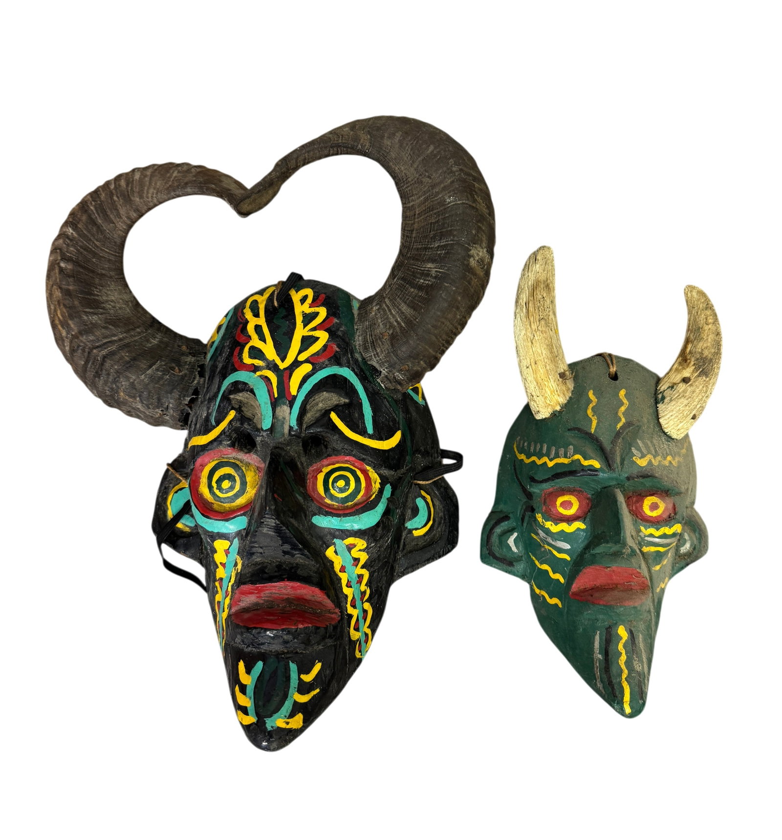 Vintage Mexican Folk Art Masks with Geniune Horns (1 of 2)