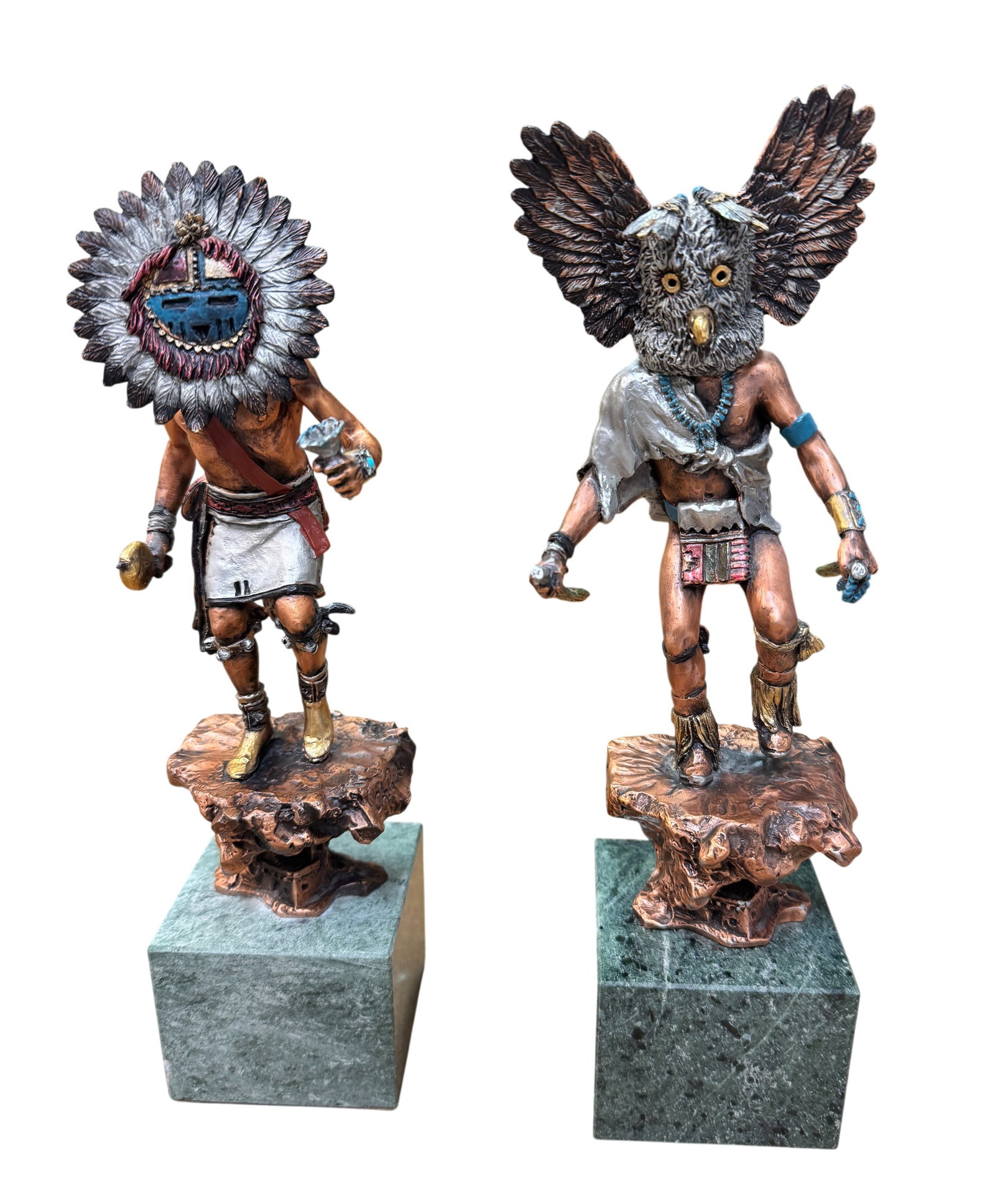 Lot of 2 C.A Pardell Limited Edition Kachina Mixed Media Scuptures "Mongwa" & "Tawa" (1 of 4)
