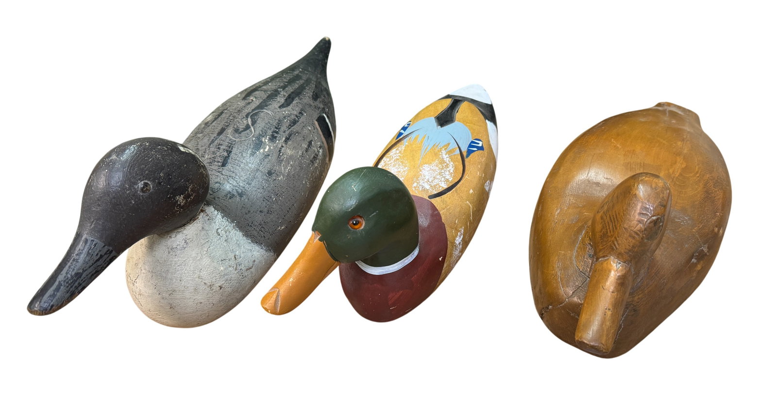 Lot of 3 Vintage Wooden Decoy Ducks (1 of 3)