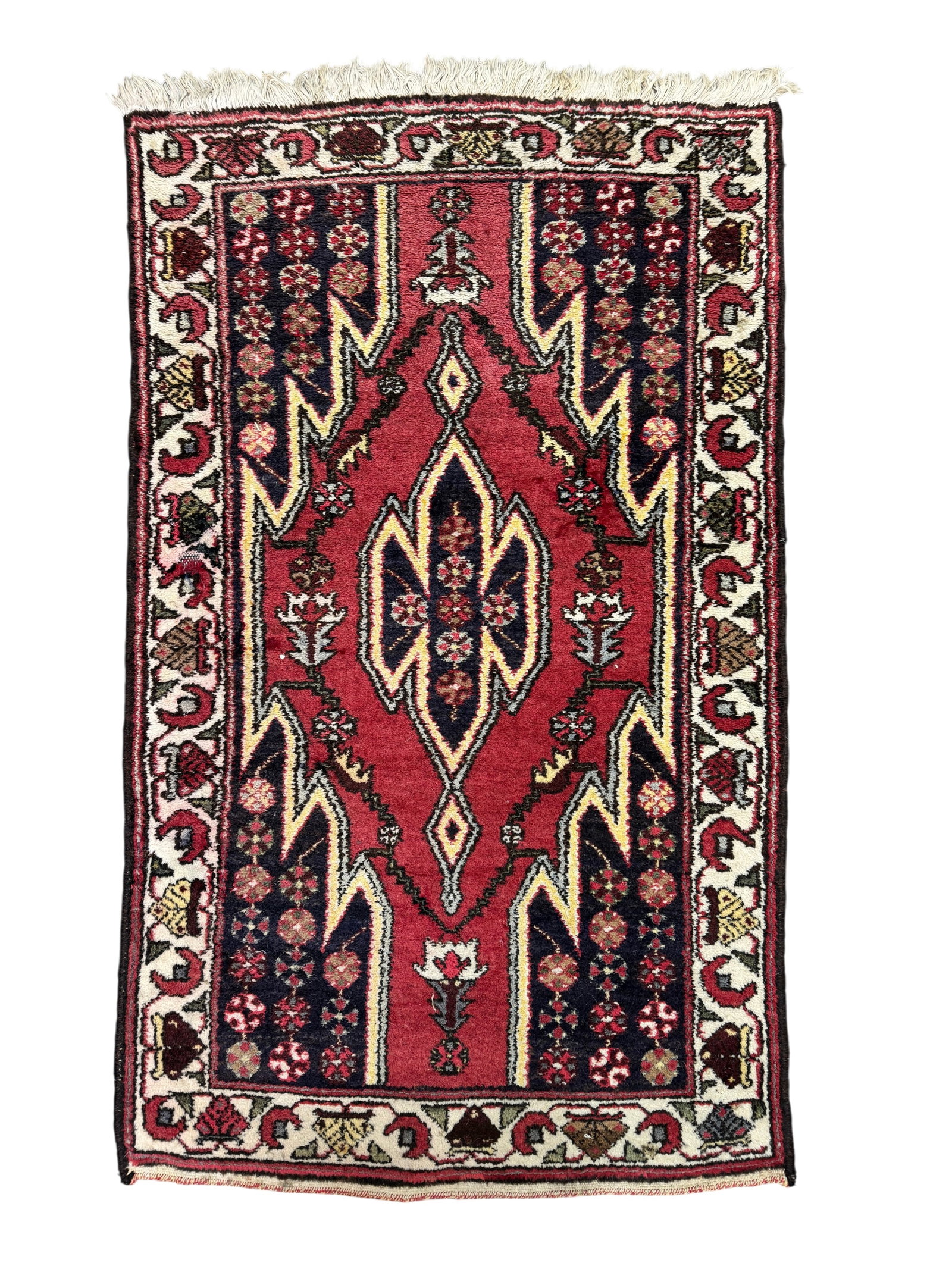 Persian Mazlaghan Hand Wooven Rug: Persian Mazlaghan Hand Wooven Rug. Dimension 31" x 50" A/R