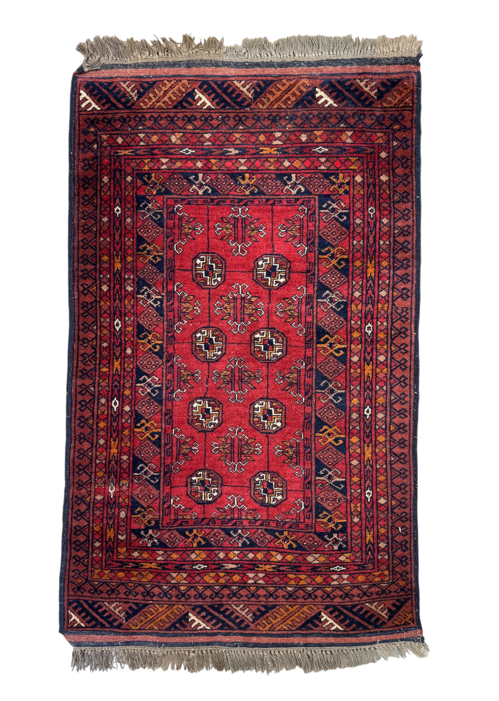 Afghan Bokhara Hand Wooven Rug: Afghan Bokhara Hand Wooven Rug. Dimension 30" x 50" A/R