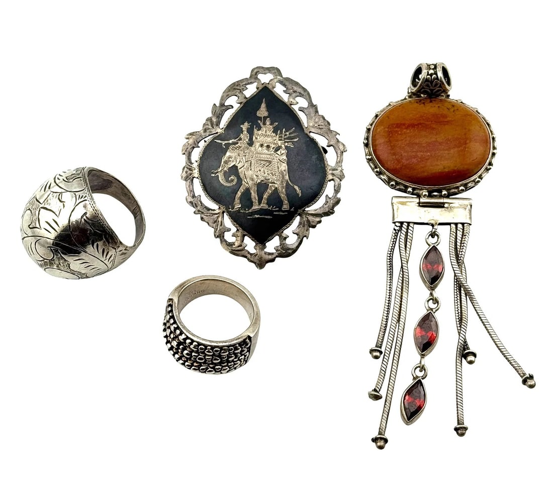 Lot of Four Thai Sterling Silver Jewelry (1 of 2)