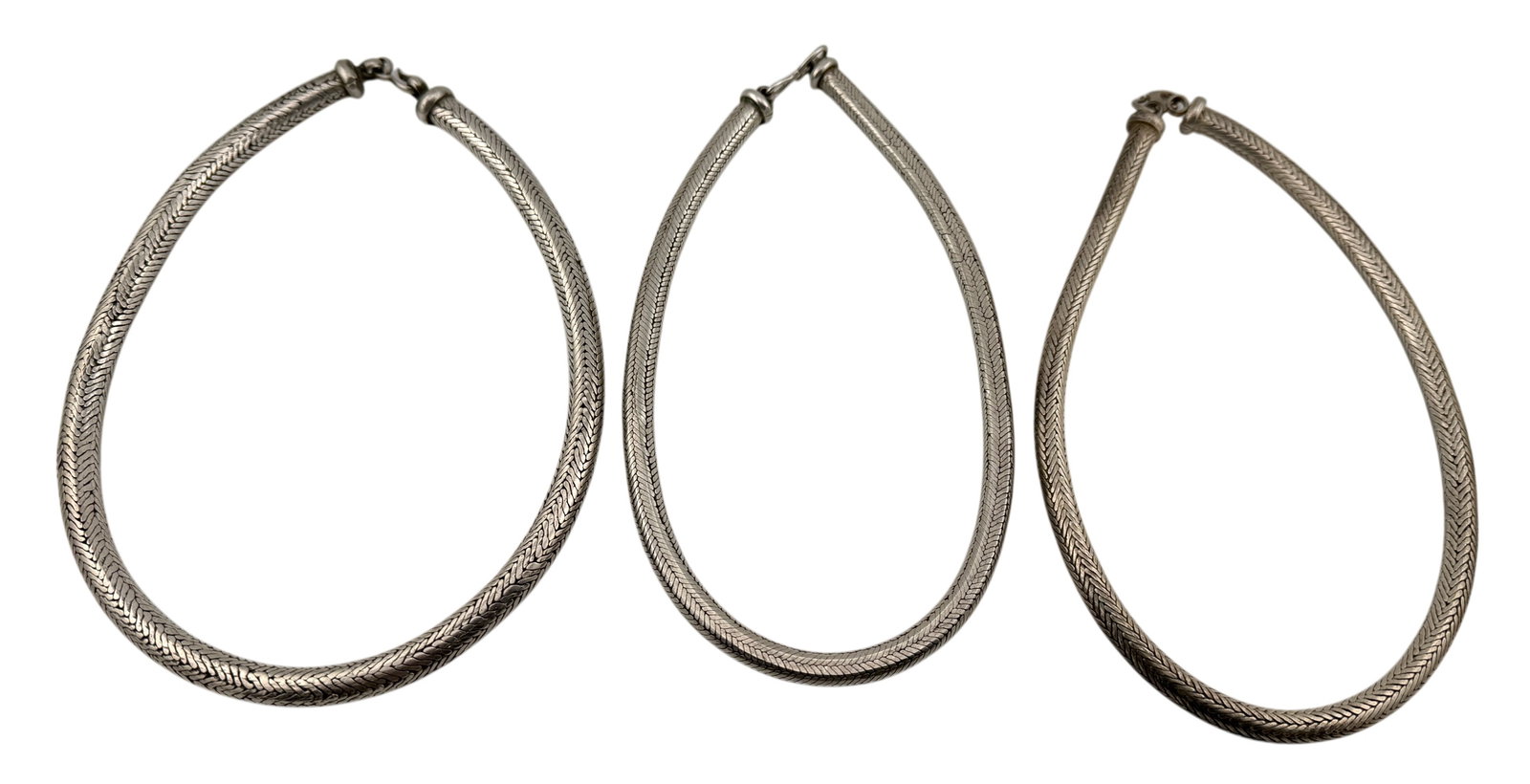 Lot of 3 Antique Indian 800 Silver Snake Chain Kamardani Necklaces (1 of 3)