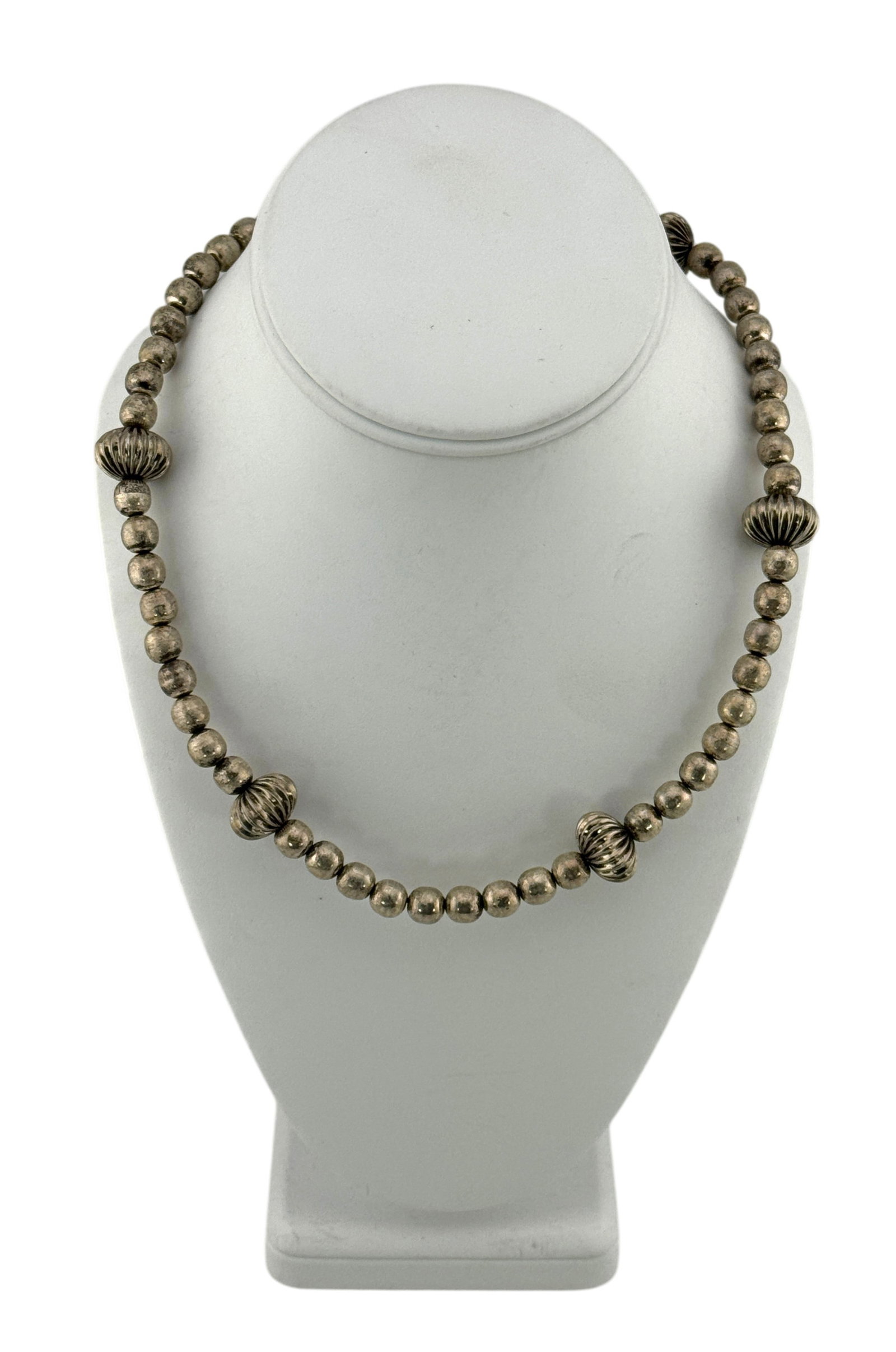 Native American Style Sterling Silver Beaded Necklace from Mexico. (1 of 3)