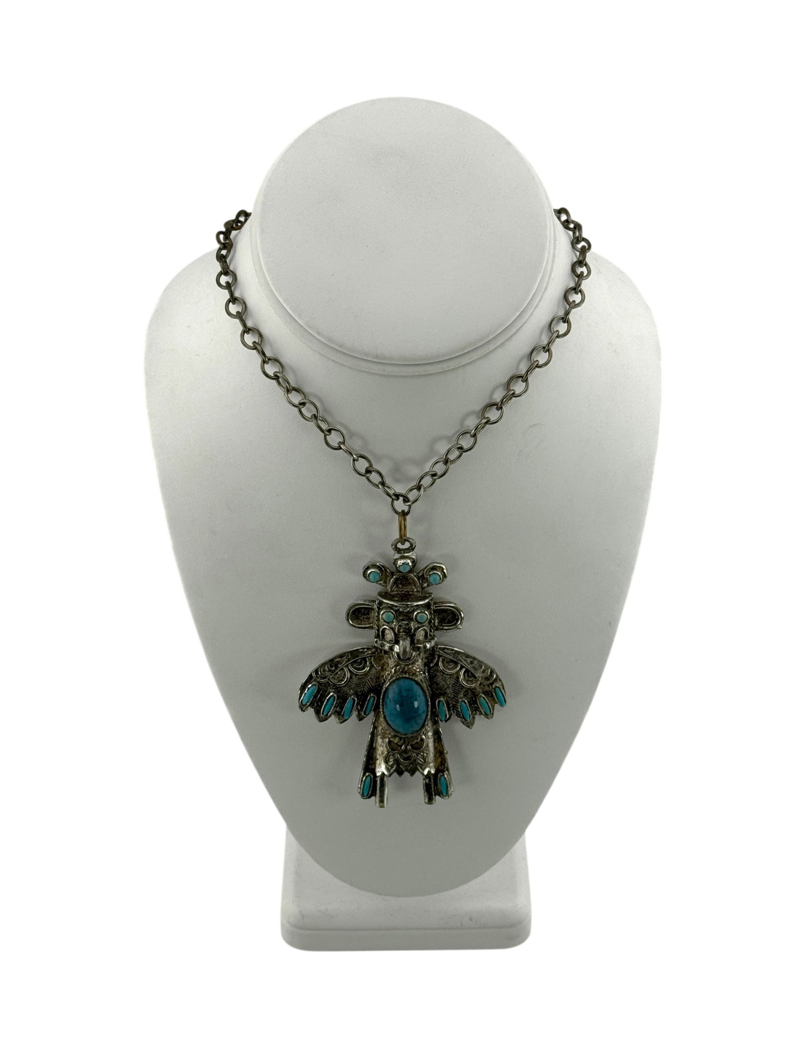 Vintage Thunder Bird Native American Faux Kachina Style Pendant Necklace (1 of 4)