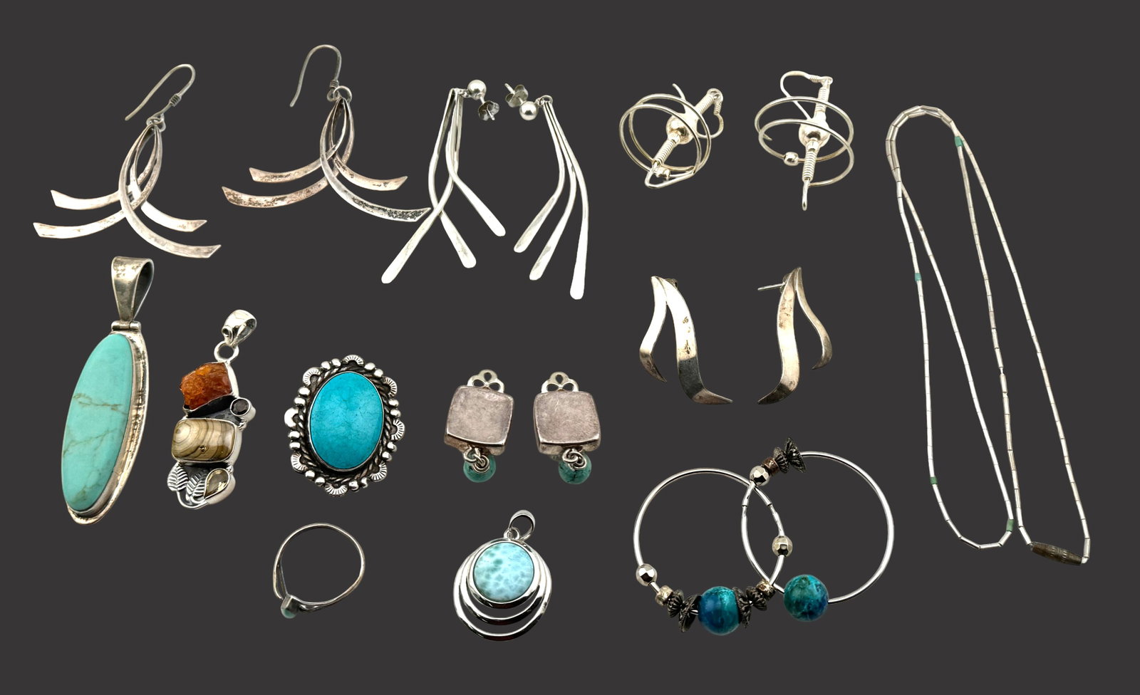 Collection of Sterling Silver with Assorted Stones Jewelry (1 of 1)