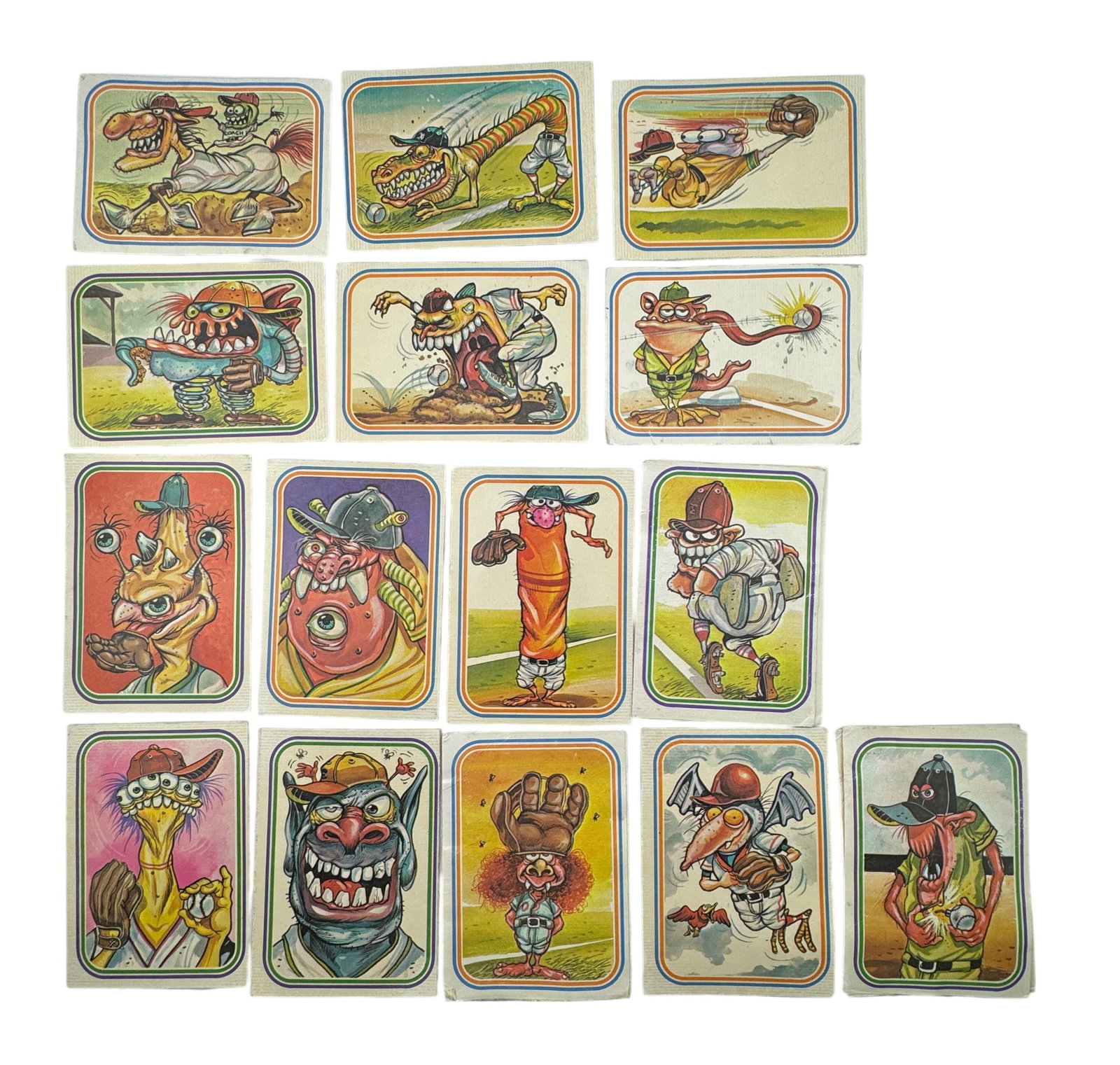 Collection of 1973 Donruss Baseball Super Freaks Trading Sticker Cards (1 of 2)