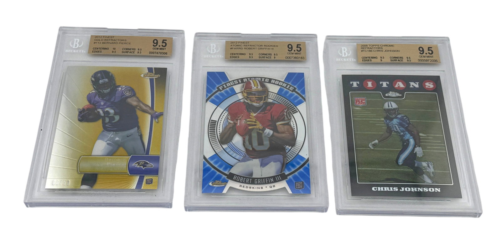 Lot of 3 Refractor Beckett Graded Football Cards 9.5 (1 of 2)
