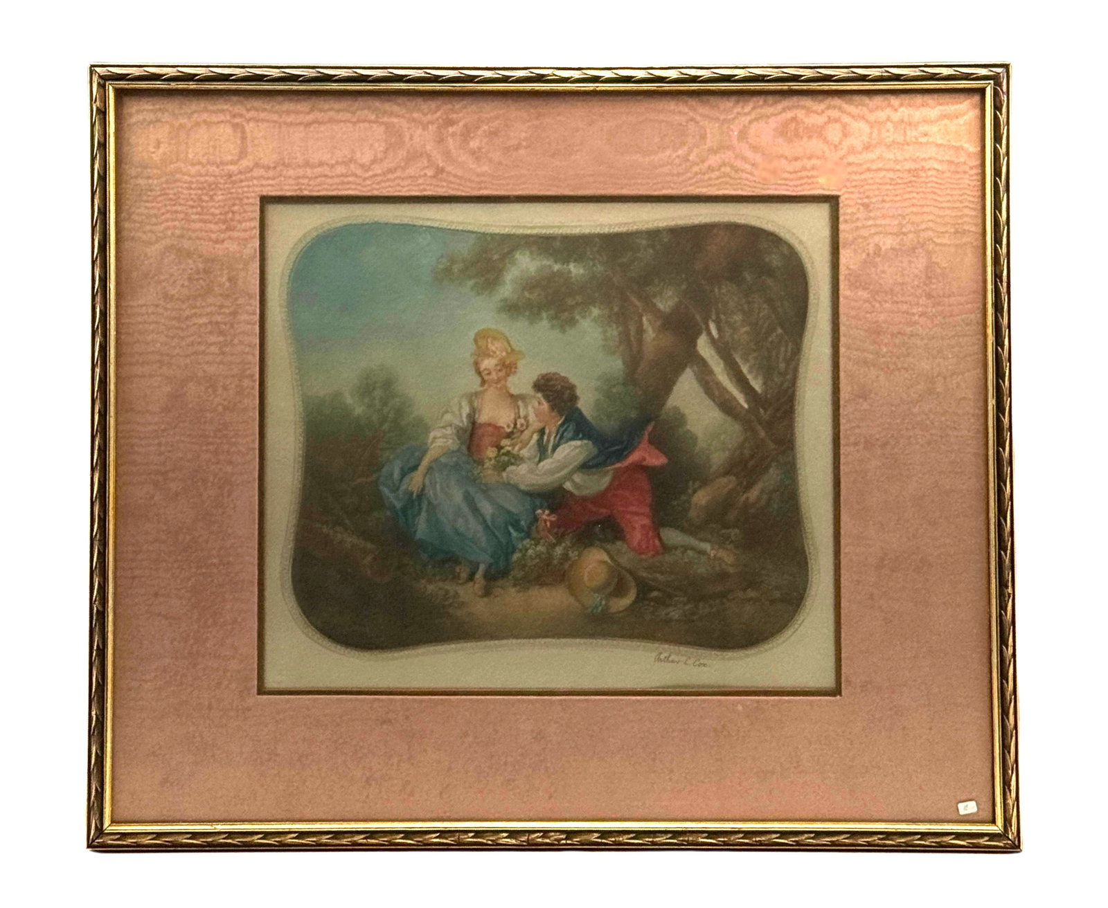 Aurthur Cox (English, 1879) "Autumn" after Francois Bourcher Mezzotint Pencil Signed (1 of 2)