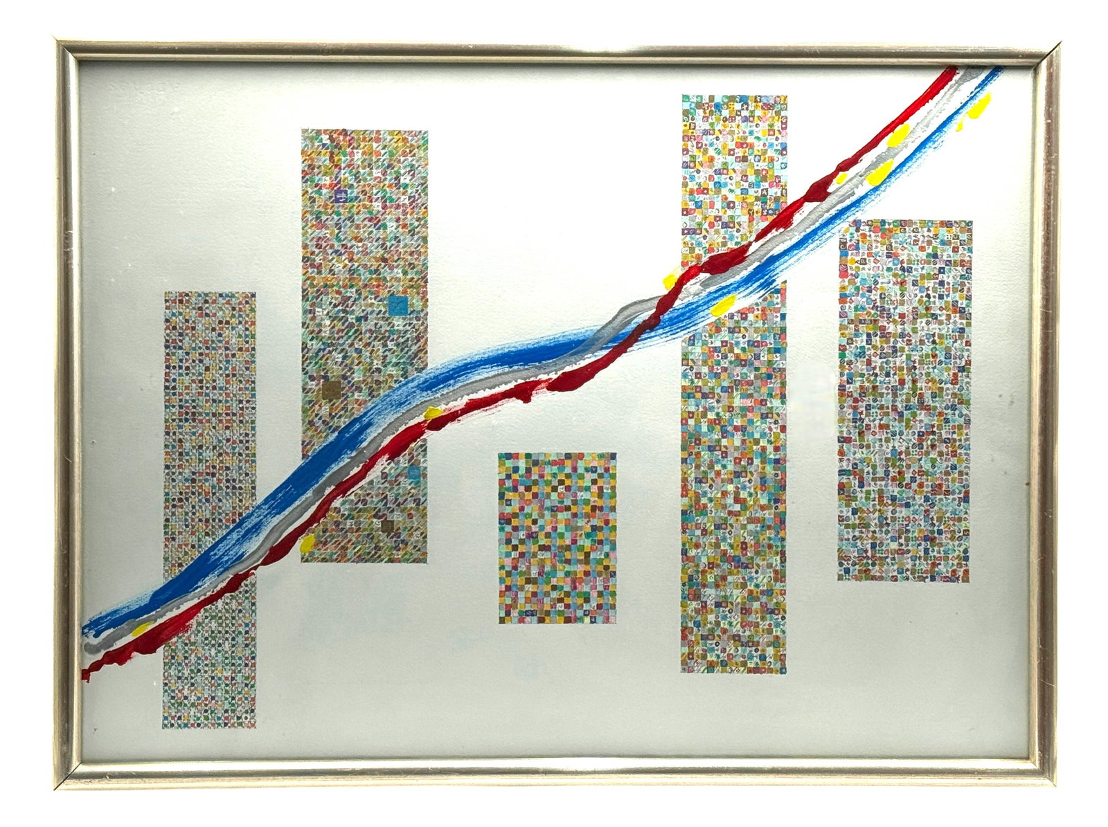 Original Abstract Water Color Painting with Colorful Squares (1 of 2)