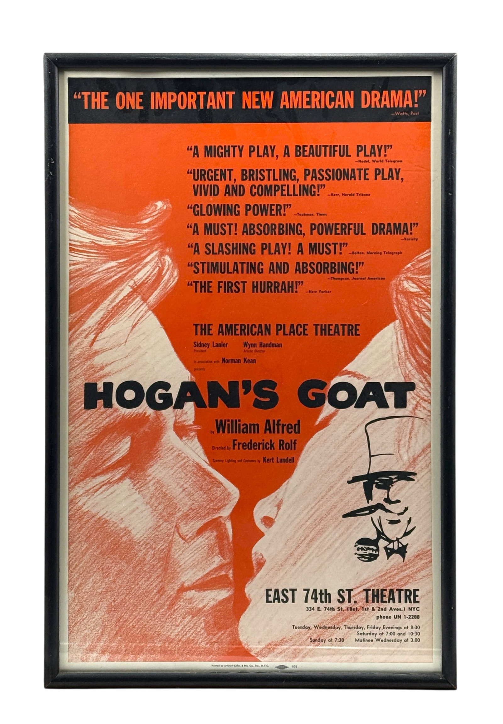 Vintage Promotional Poster for Off-Broadway Play "Hogan's Goat" by William Alfred (1 of 2)
