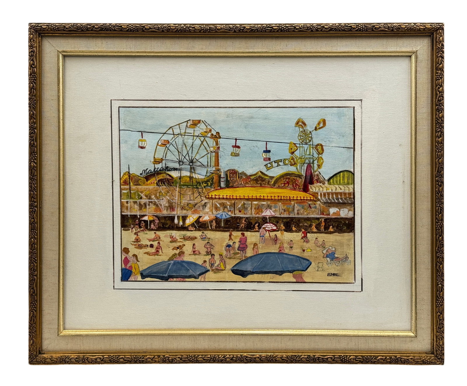 Framed Acryllic on Canvas "Beach Haven N.J" Signed (1 of 3)