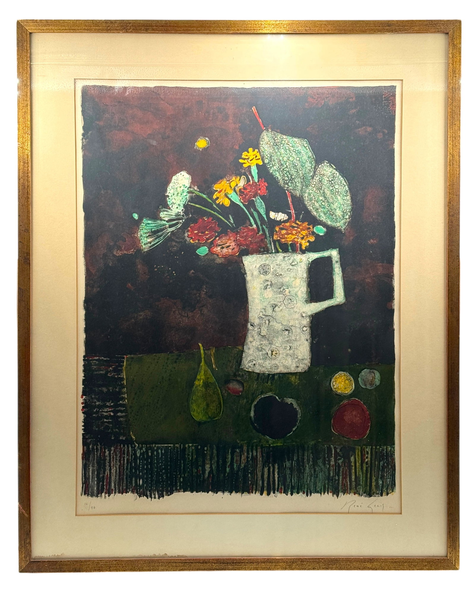 Rene Genis Signed Lithograph Floral Arrangement (1 of 3)