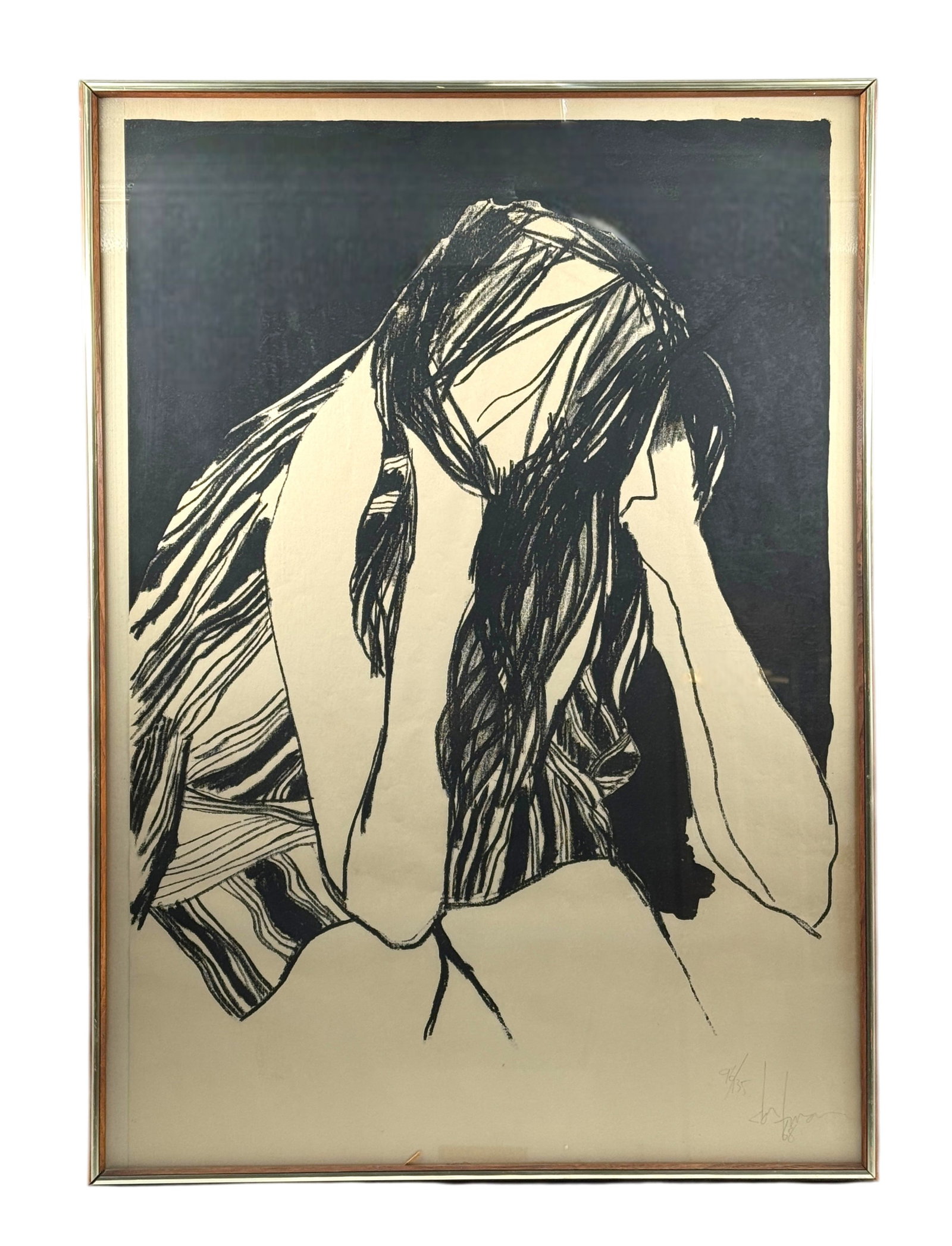 Bruce Dorfman "Woman in Black and White" Lithograph c. 1968: Bruce Dorfman "Woman in Black and White" Lithograph c. 1968. Signed and numbered 96/135 in pencil on bottom right corner. Frame dimension 37" x 27"