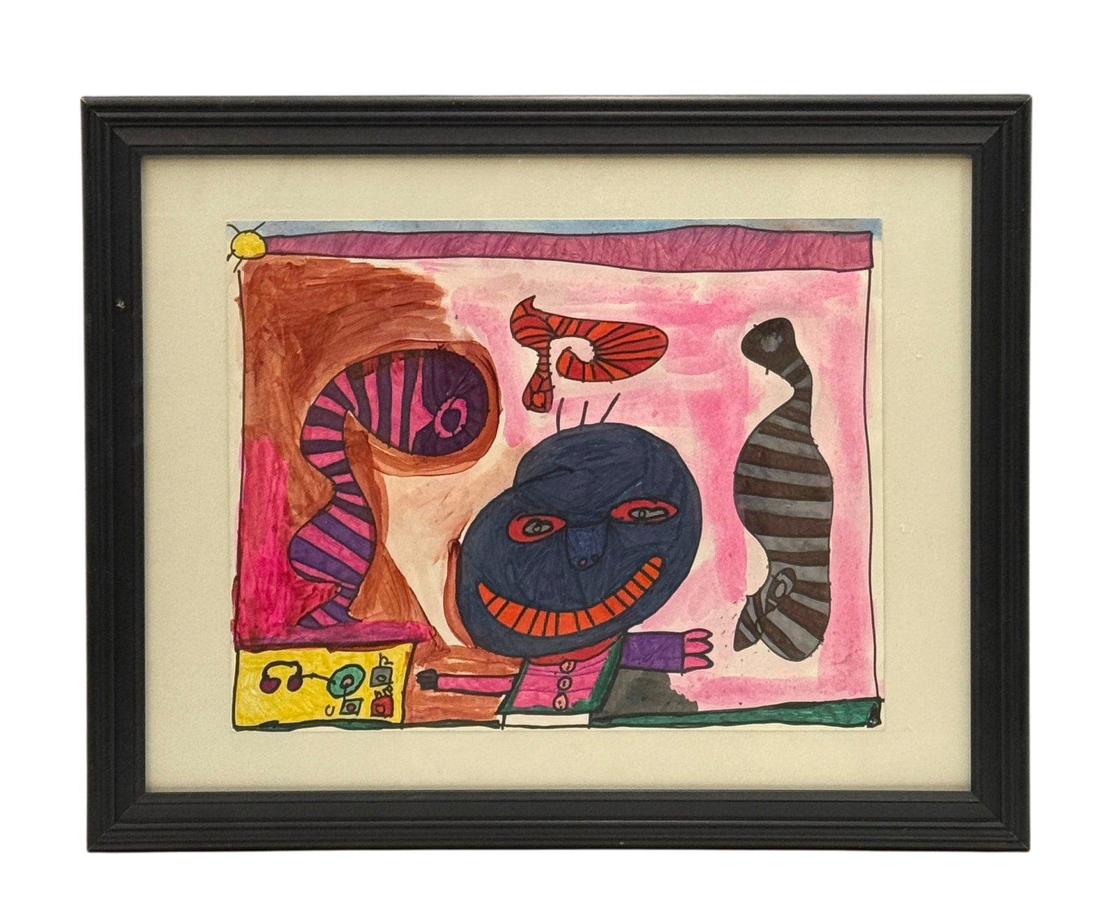 Framed Abstract Expressionist Style Watercolor on Paper Untitled (1 of 2)