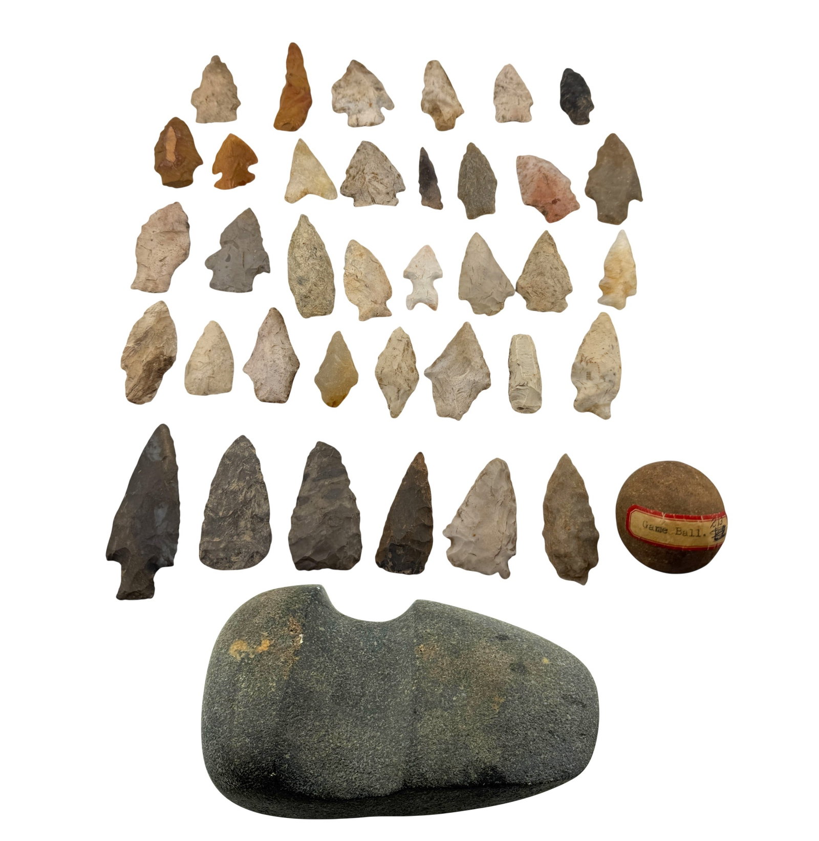 Neolithic Arrowheads, Stone Axe and Stone Game Ball (1 of 5)