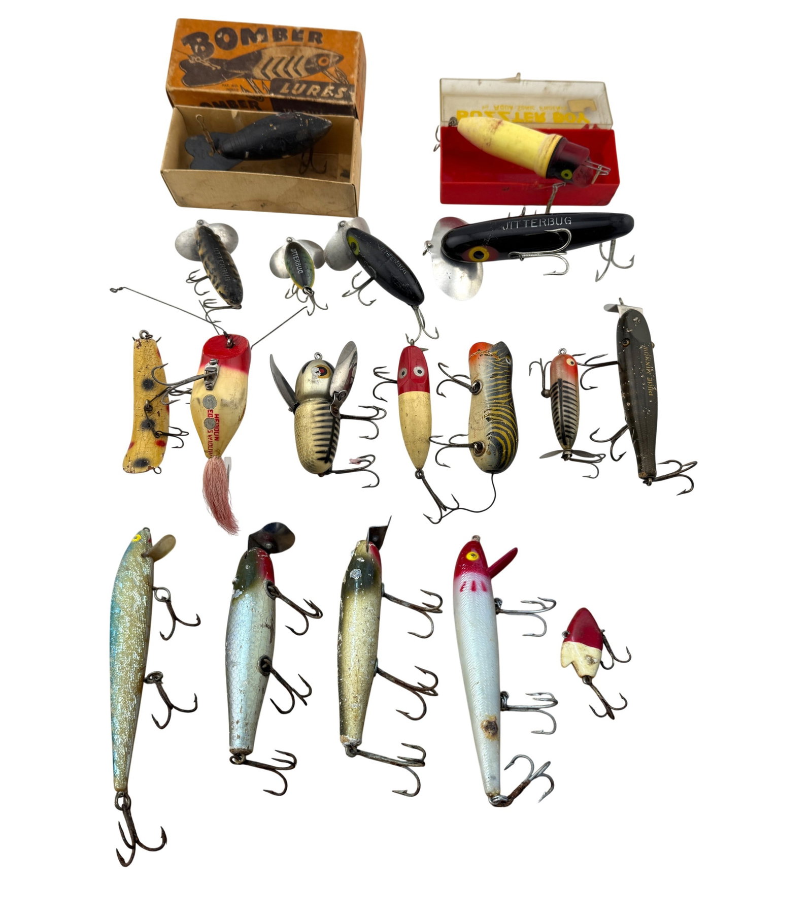 Vintage Fishing Lures Including Heddon & Jitterbug (1 of 2)