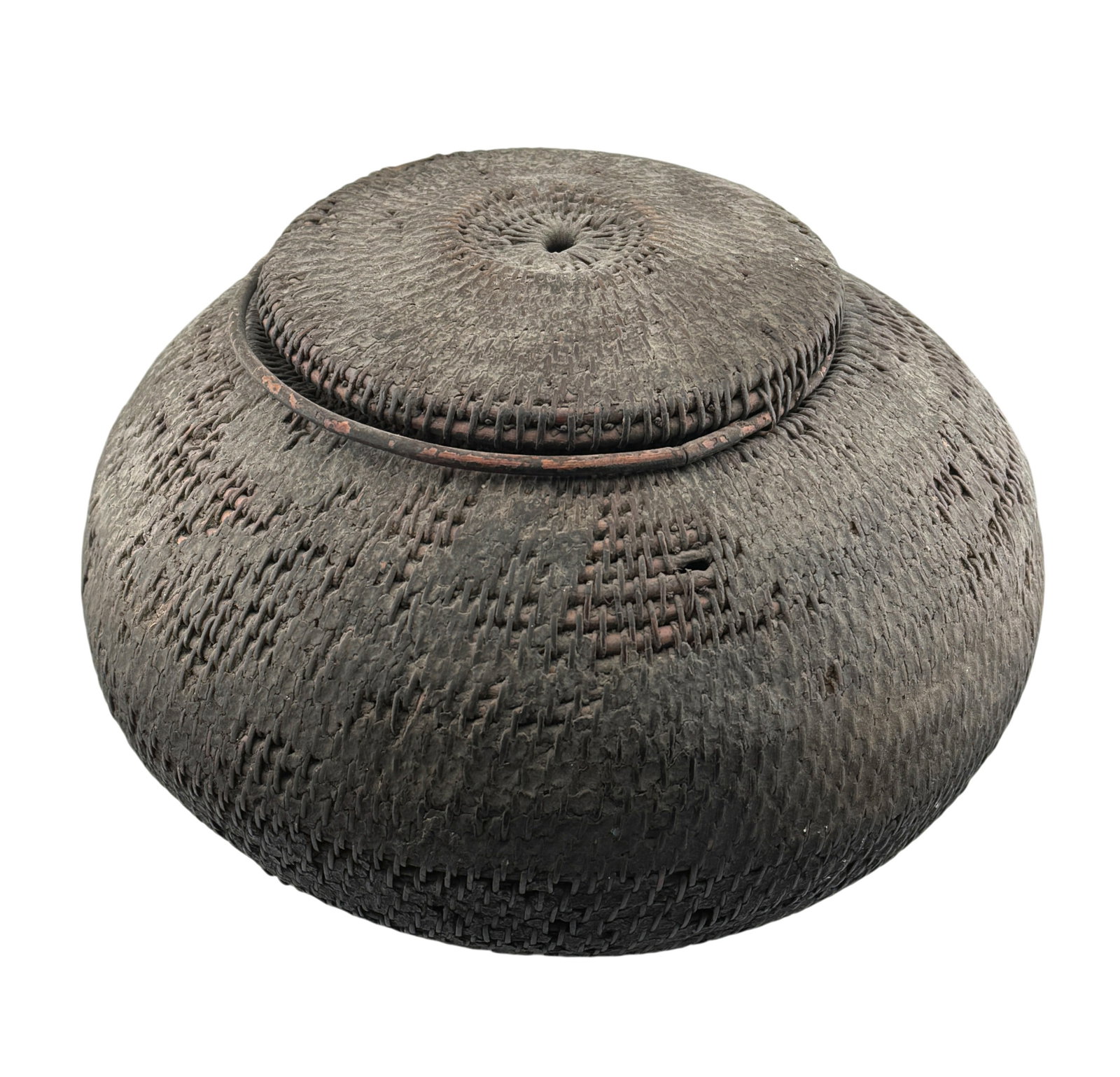 Antique Chinese Hand Woven Basket with Lid (1 of 4)