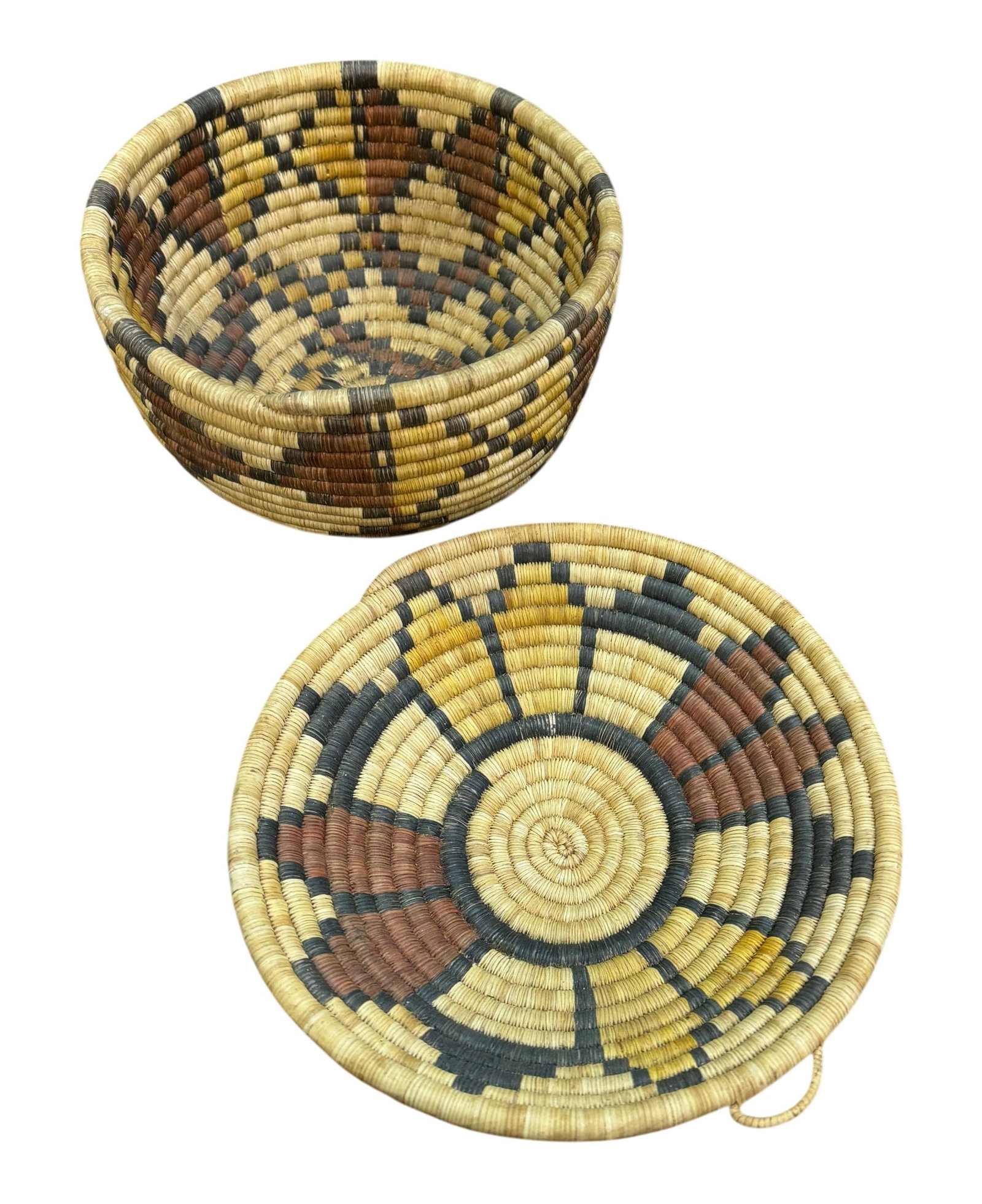 Lot of 2 Native American Hopi Coil Papago Baskets (1 of 3)