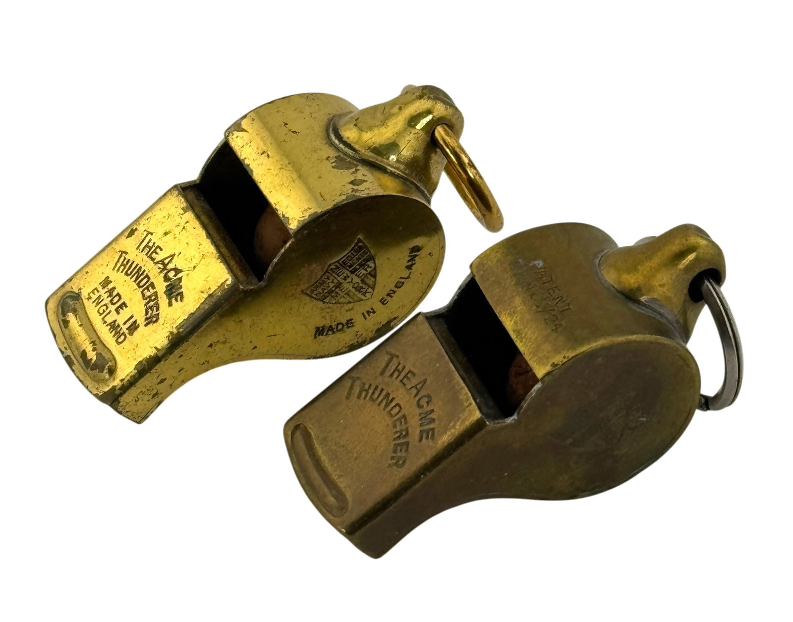 (Lot of 2) Vintage WWII Military Army Thunderer Brass Whistles (1 of 4)