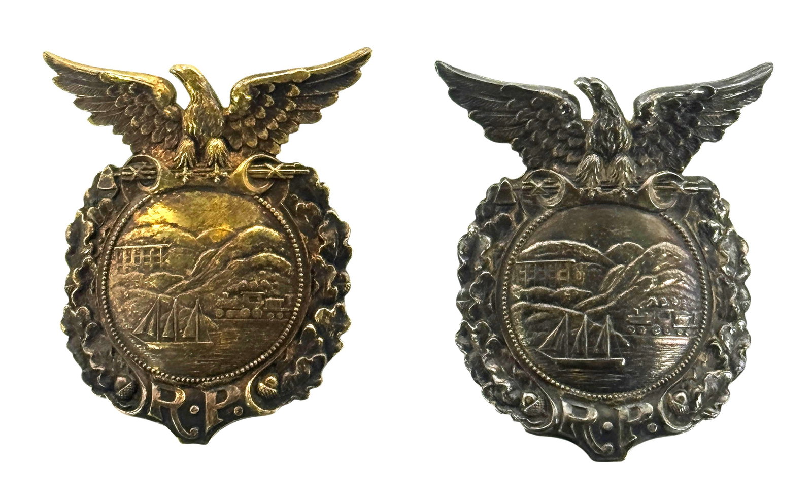 (Lot of 2) Rare Vtg Sterling Silver San Francisco Police Hat Badges Shreve & Co. (1 of 3)
