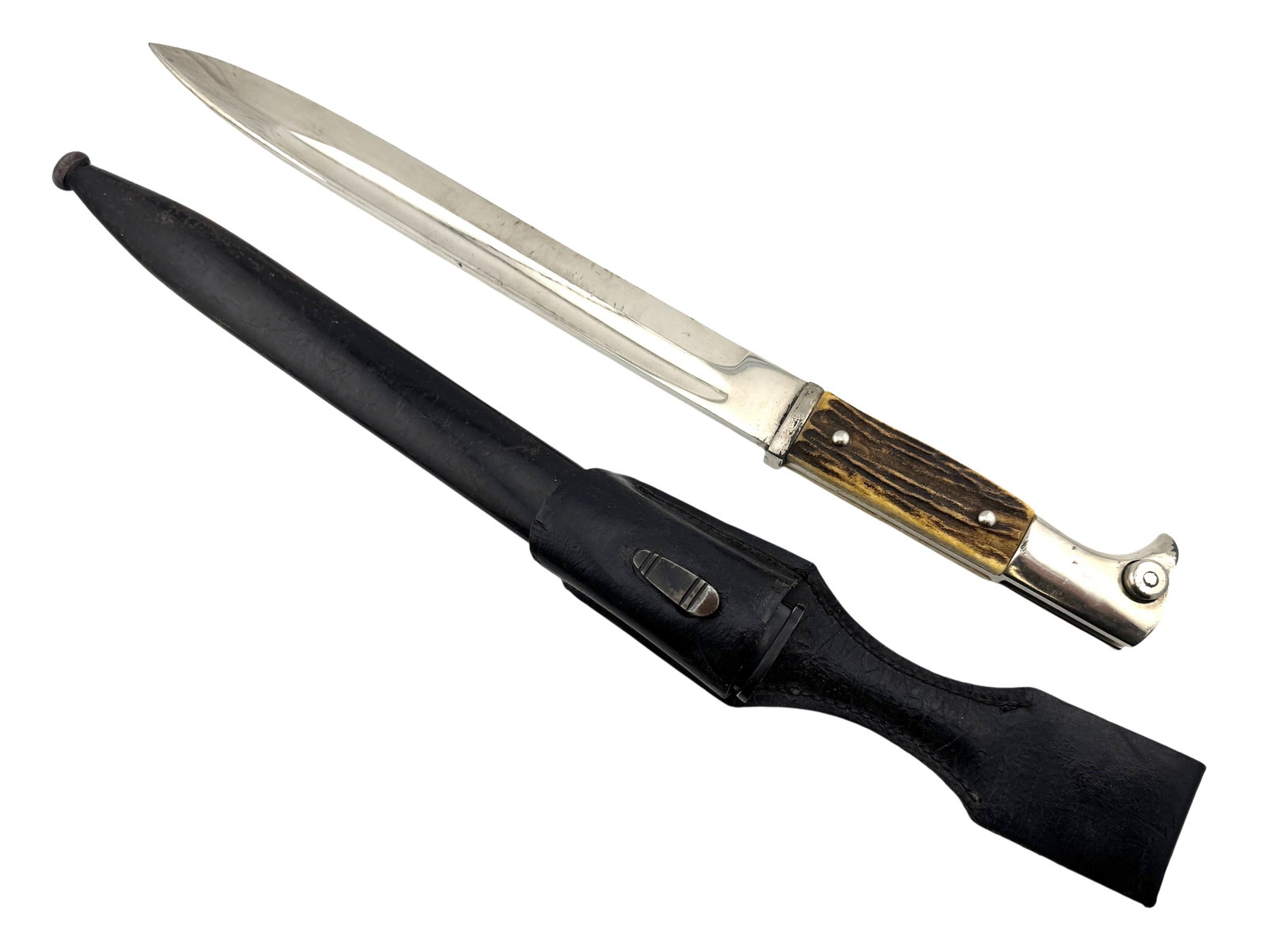 WWII German Stag Bayonet Dagger Knife Scabbard by Carl Eickhorn (1 of 9)