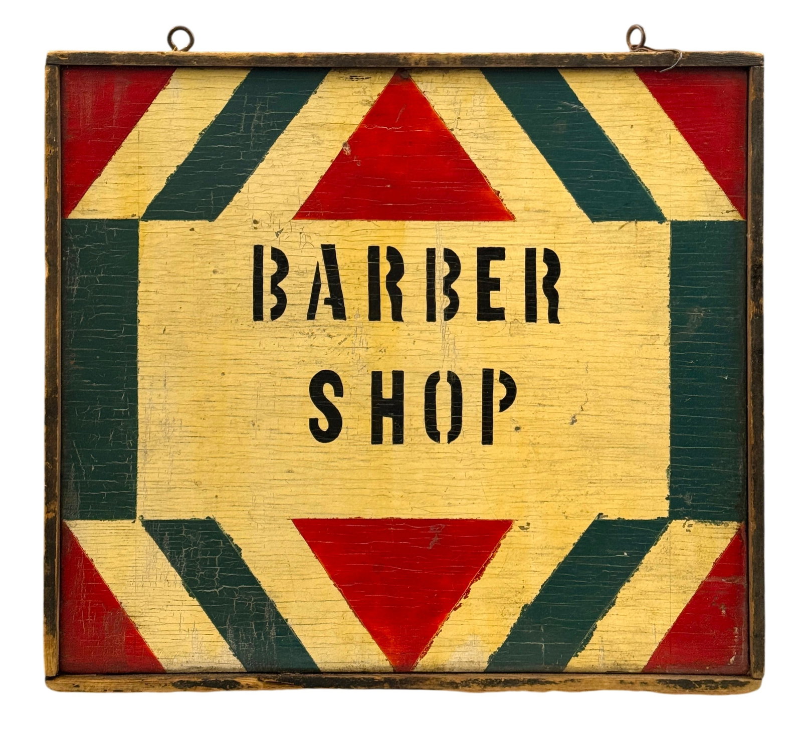 Vintage Hand Painted Double-Sided Wooden Barber Shop Trade Sign (1 of 3)