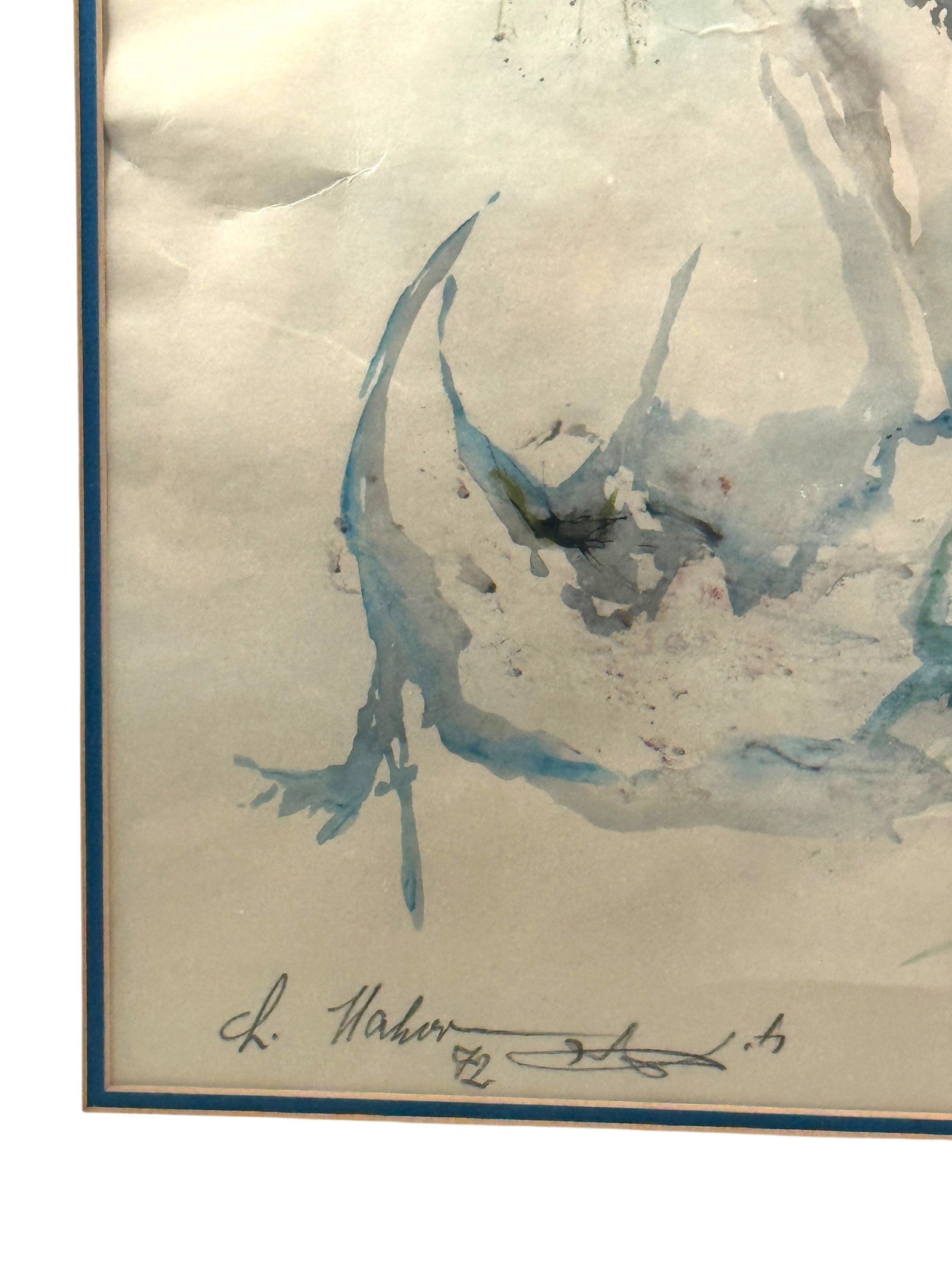Original Abstract Watercolor signed, dated 1972 - 2