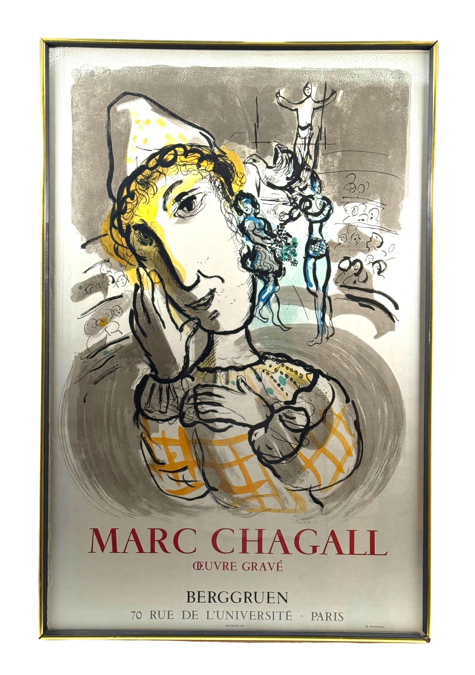 Framed 1967 Berggruen Marc Chagall, Oeuvre Grave, Mourlot Poster (1 of 2)