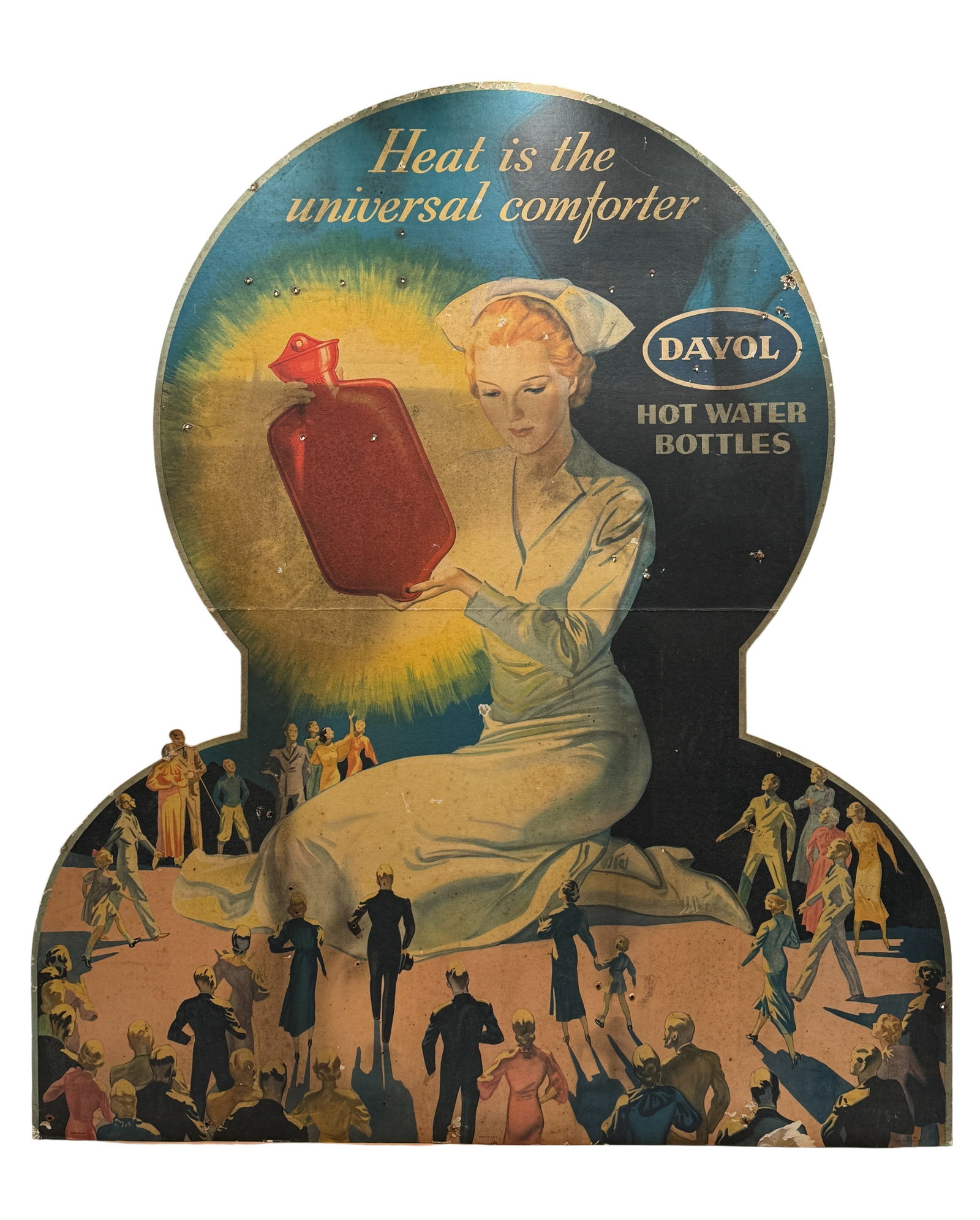 Original Vintage Davol Hot Water Bottles Foldable Window Display Ad (1 of 4)