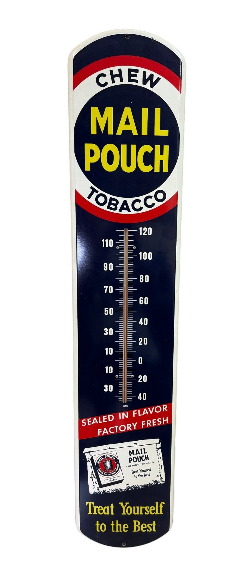 Reproduction Mail Pouch Chewing Tobacco Metal Thermometer Sign (1 of 2)