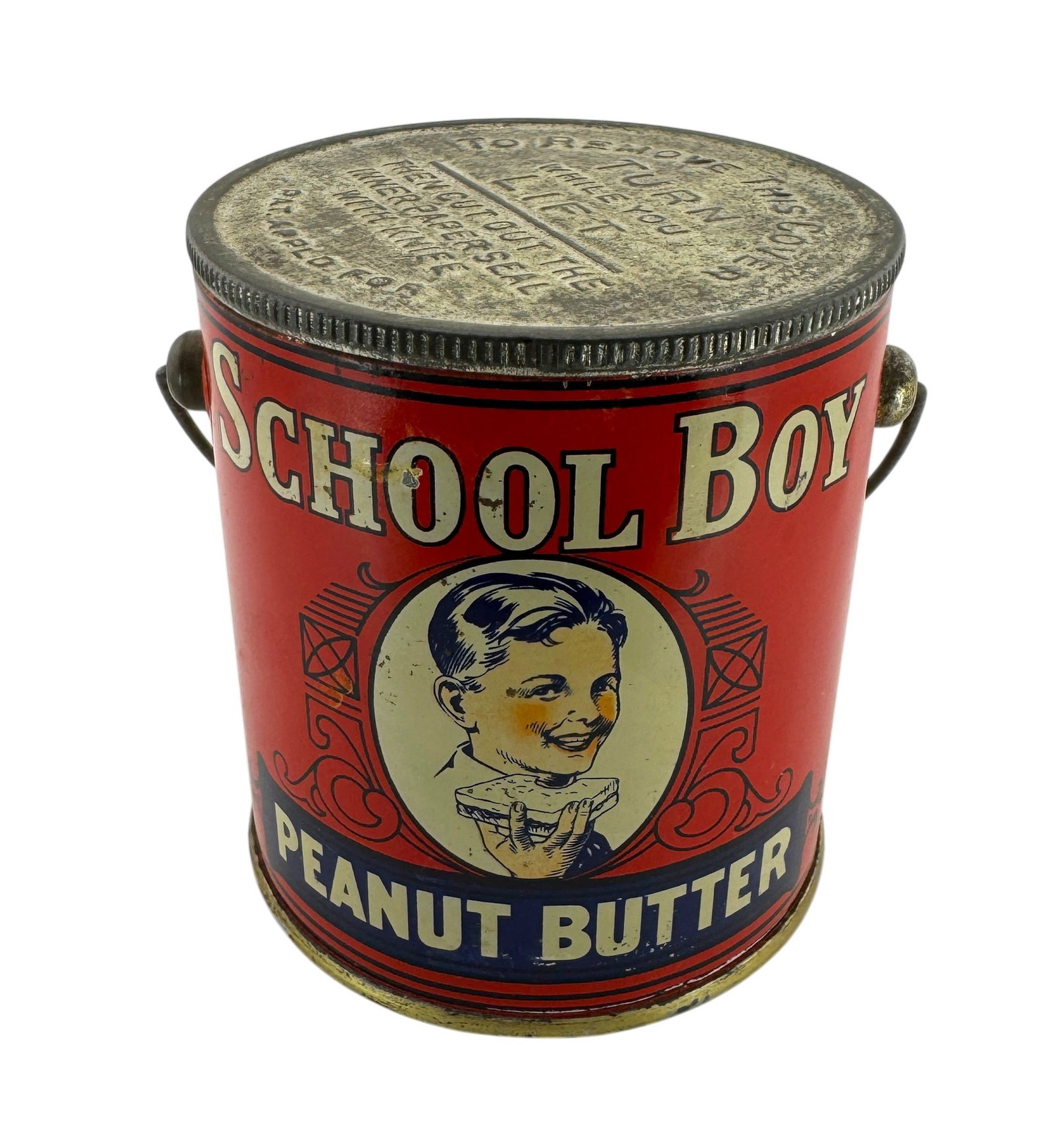 Vintage School Boy Peanut Butter Tin Pail by The Rogers Company (1 of 3)