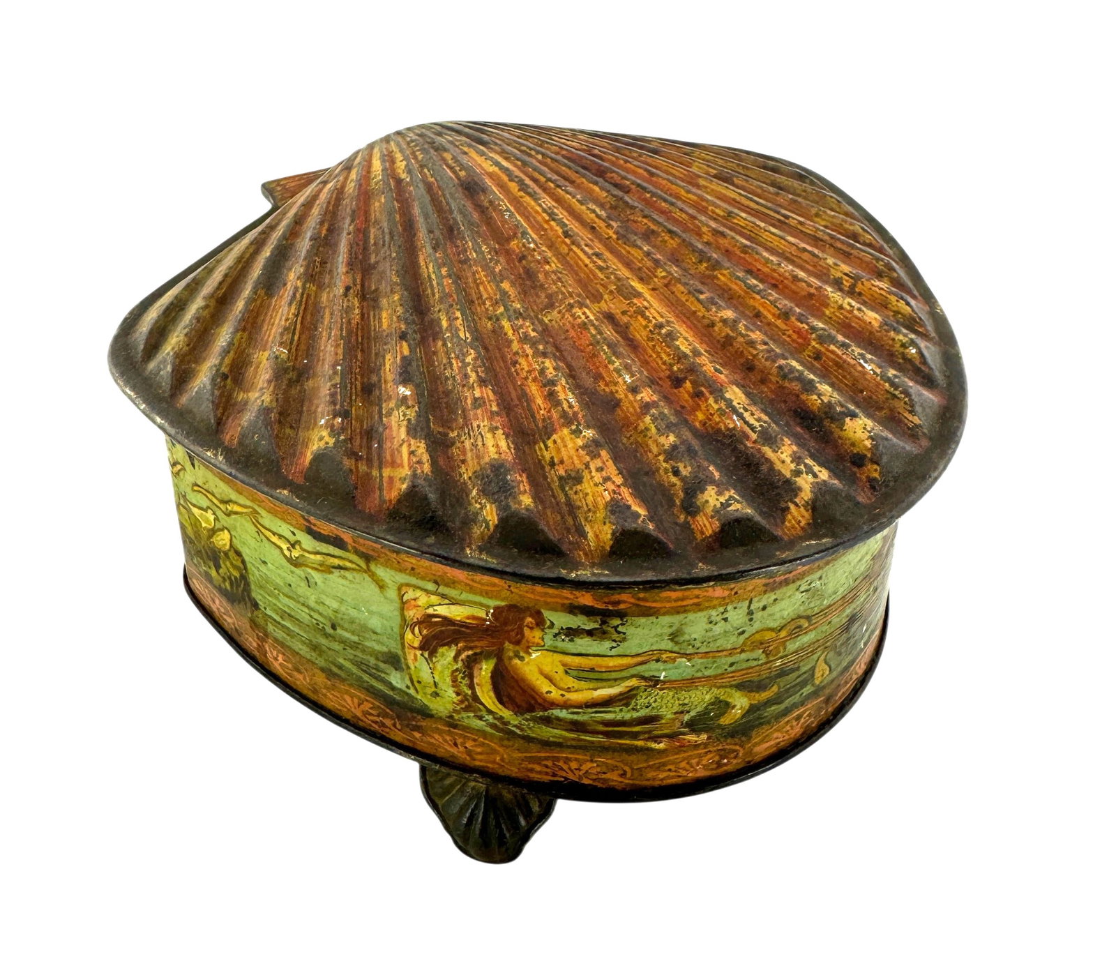 Early 20th C. Huntley & Palmer "Shell" Biscuit Tin (1 of 5)