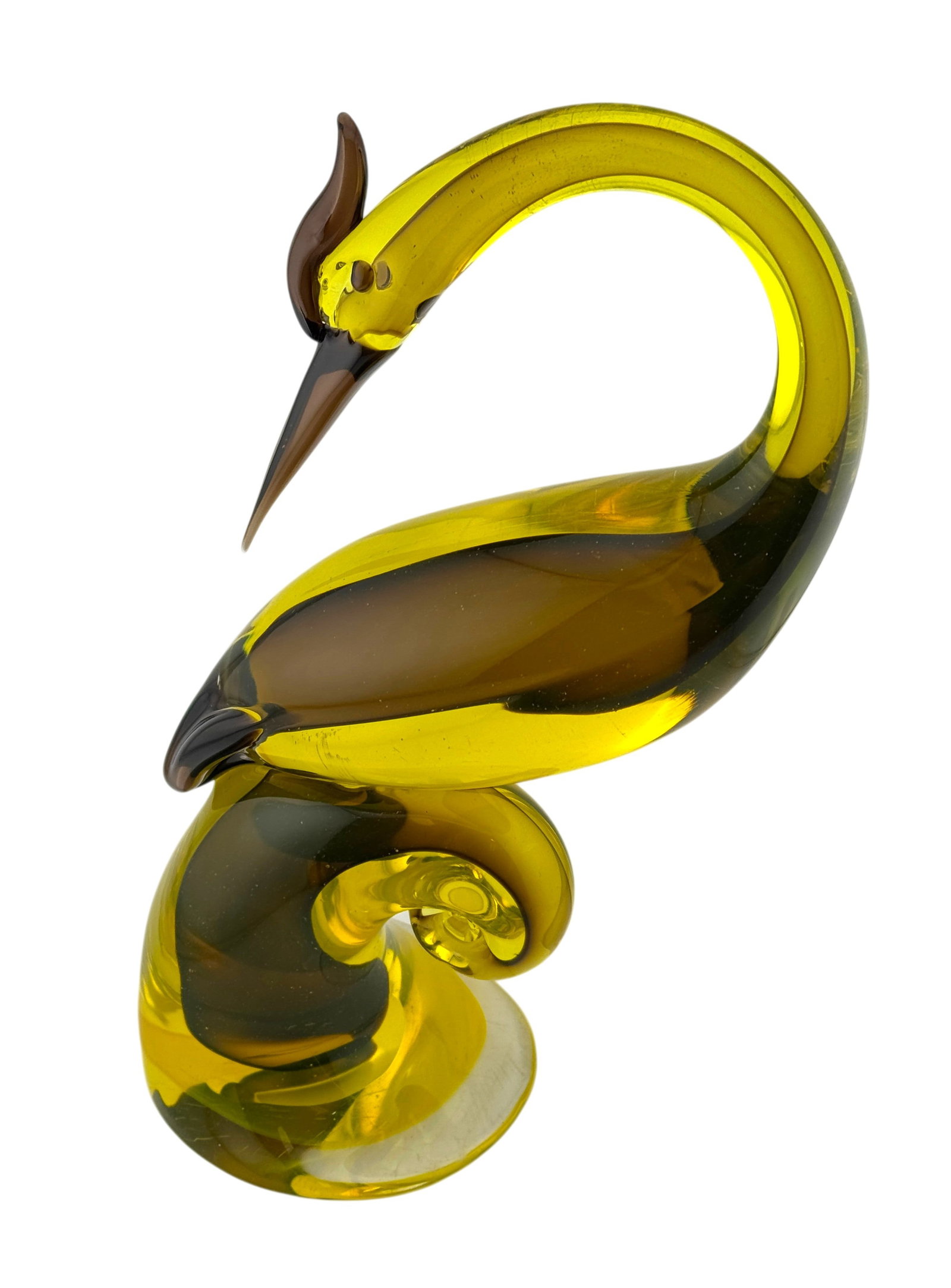 Probably Murano Glass Crane Crested Bird Sculpture: Probably Murano Glass Crested Bird or Crane Sculpture, unsigned. No visible condition issues. Dimensions: 12" x 7" x 4" J/M