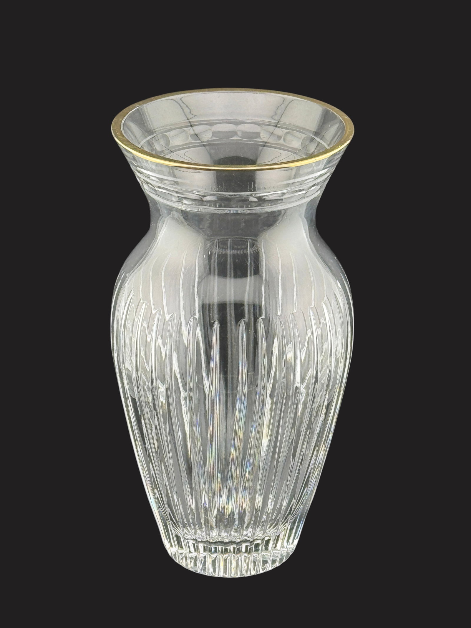 Waterford Marquis Crystal Vase Gold Rim Vertical Cut (1 of 3)